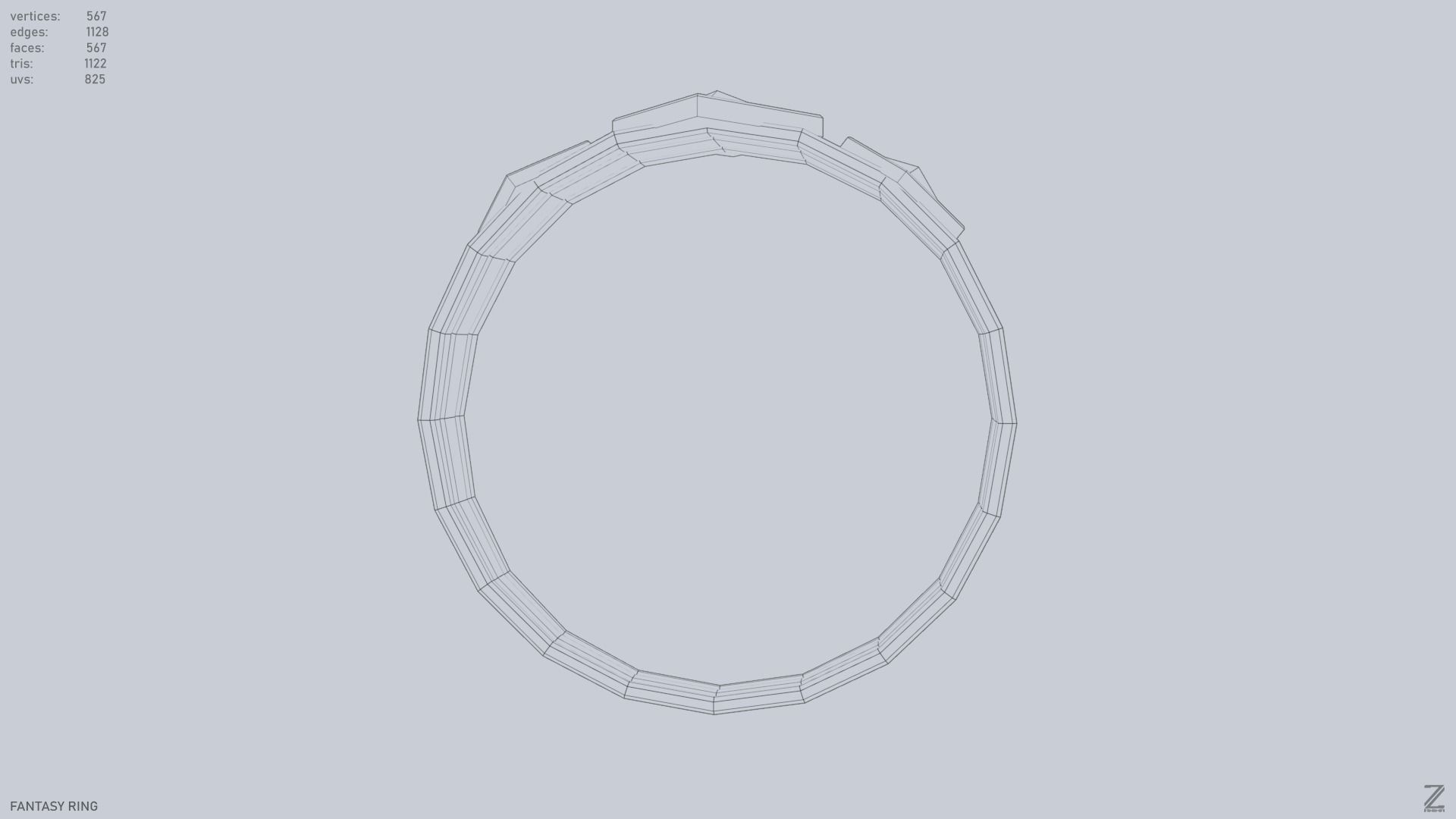 Fantasy ring Low-poly 3D model_13