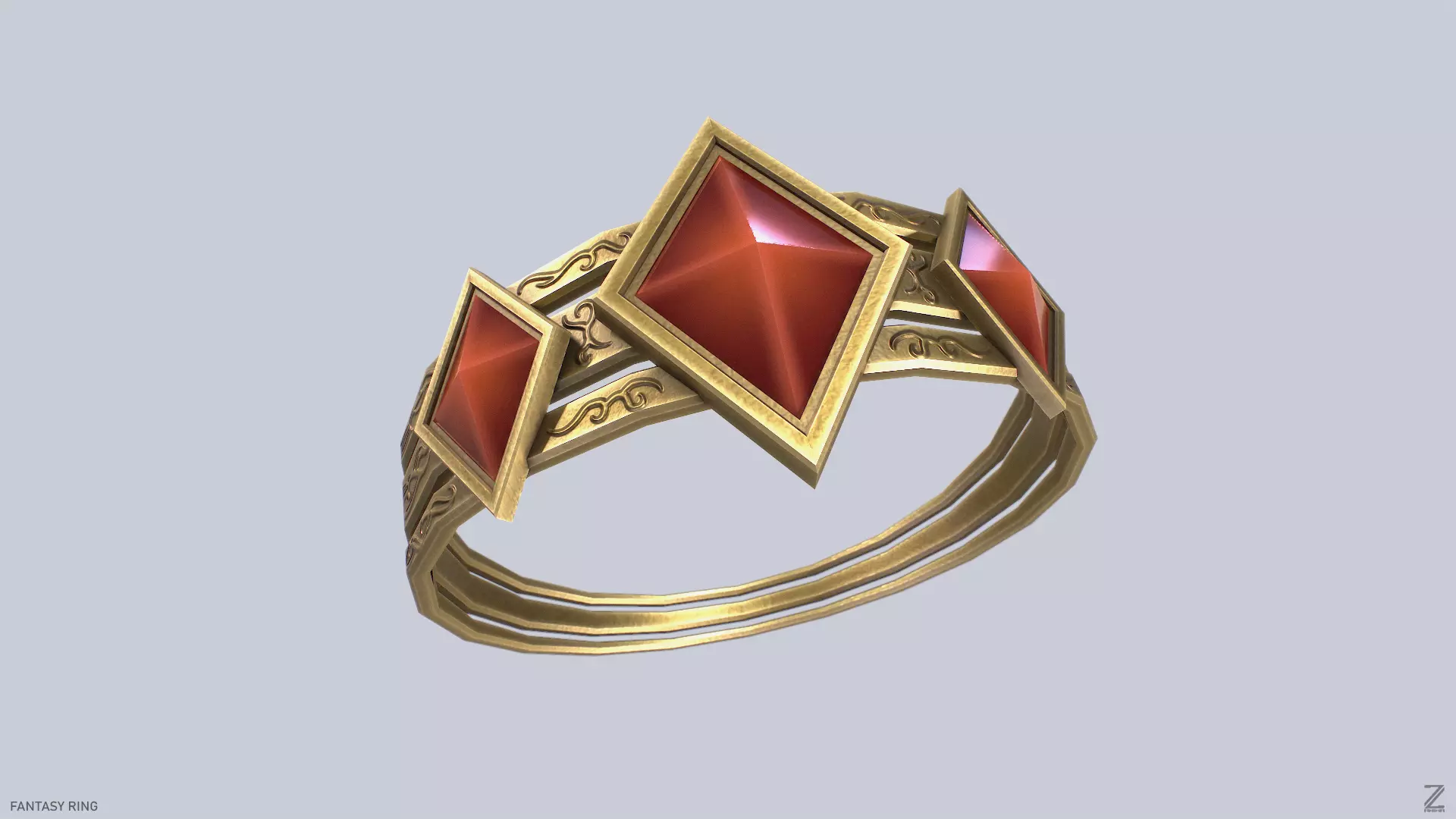 Fantasy ring Low-poly 3D model_0