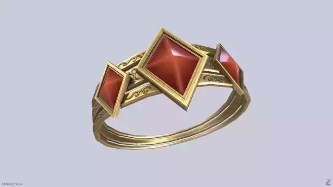 Fantasy ring Low-poly 3D model