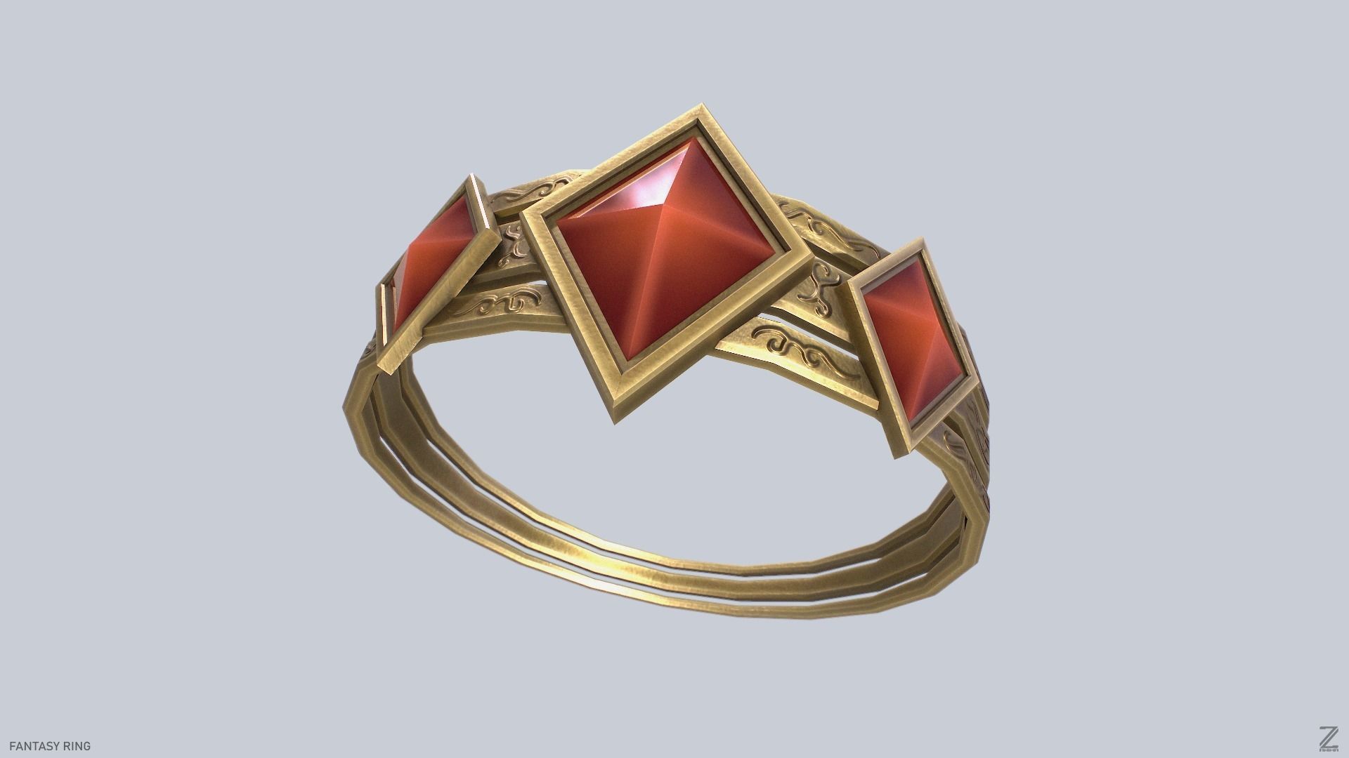 Fantasy ring Low-poly 3D model_6
