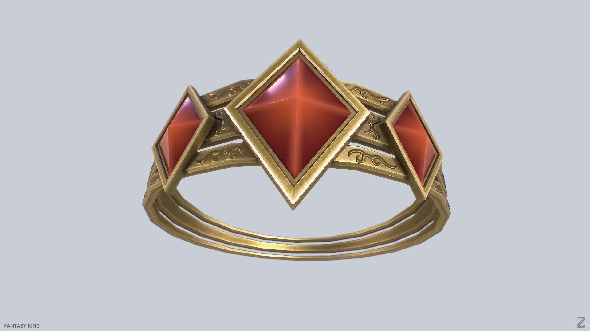 Fantasy ring Low-poly 3D model_7