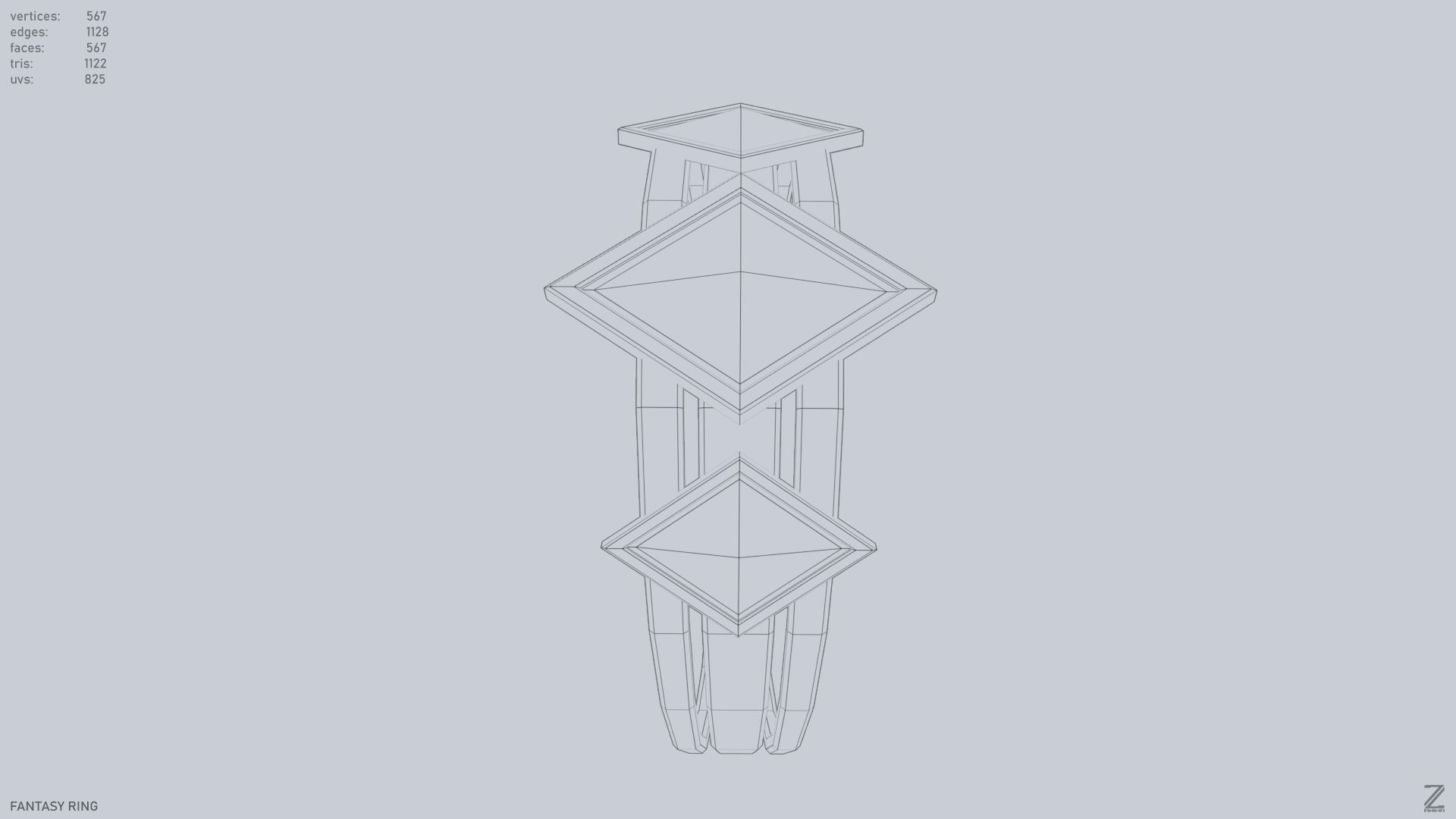 Fantasy ring Low-poly 3D model_12