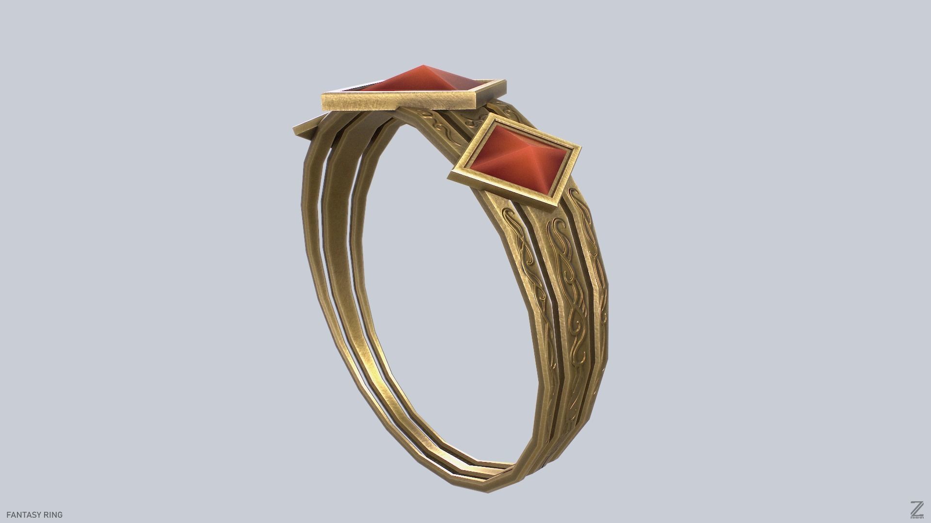 Fantasy ring Low-poly 3D model_5