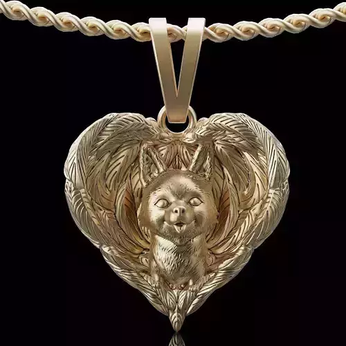Dog heart pendant silver gold printable jewelry 3D model