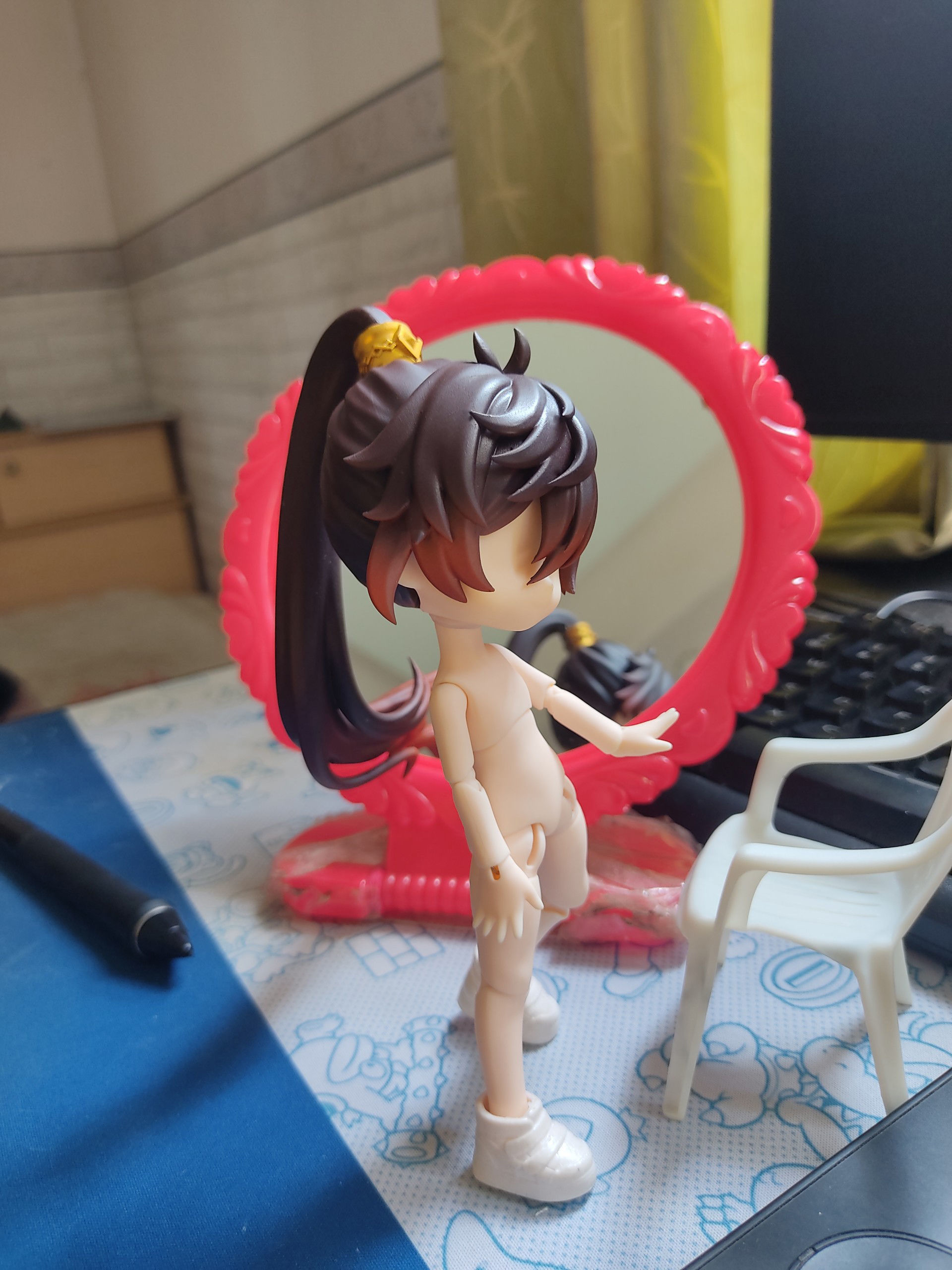 ZhongLi ponytail custom hair nendoroid 3D print model_5