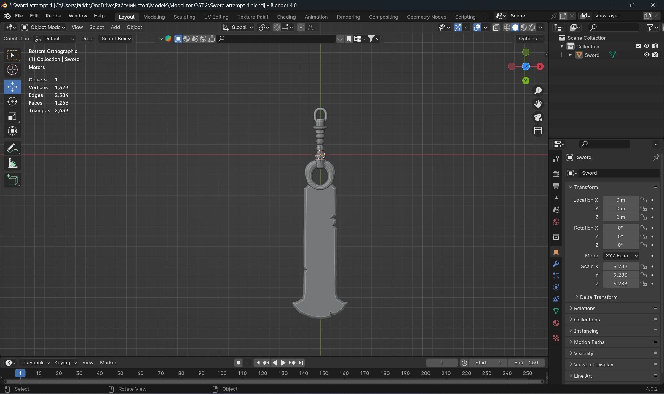 Nephrite sword Free 3D model_1