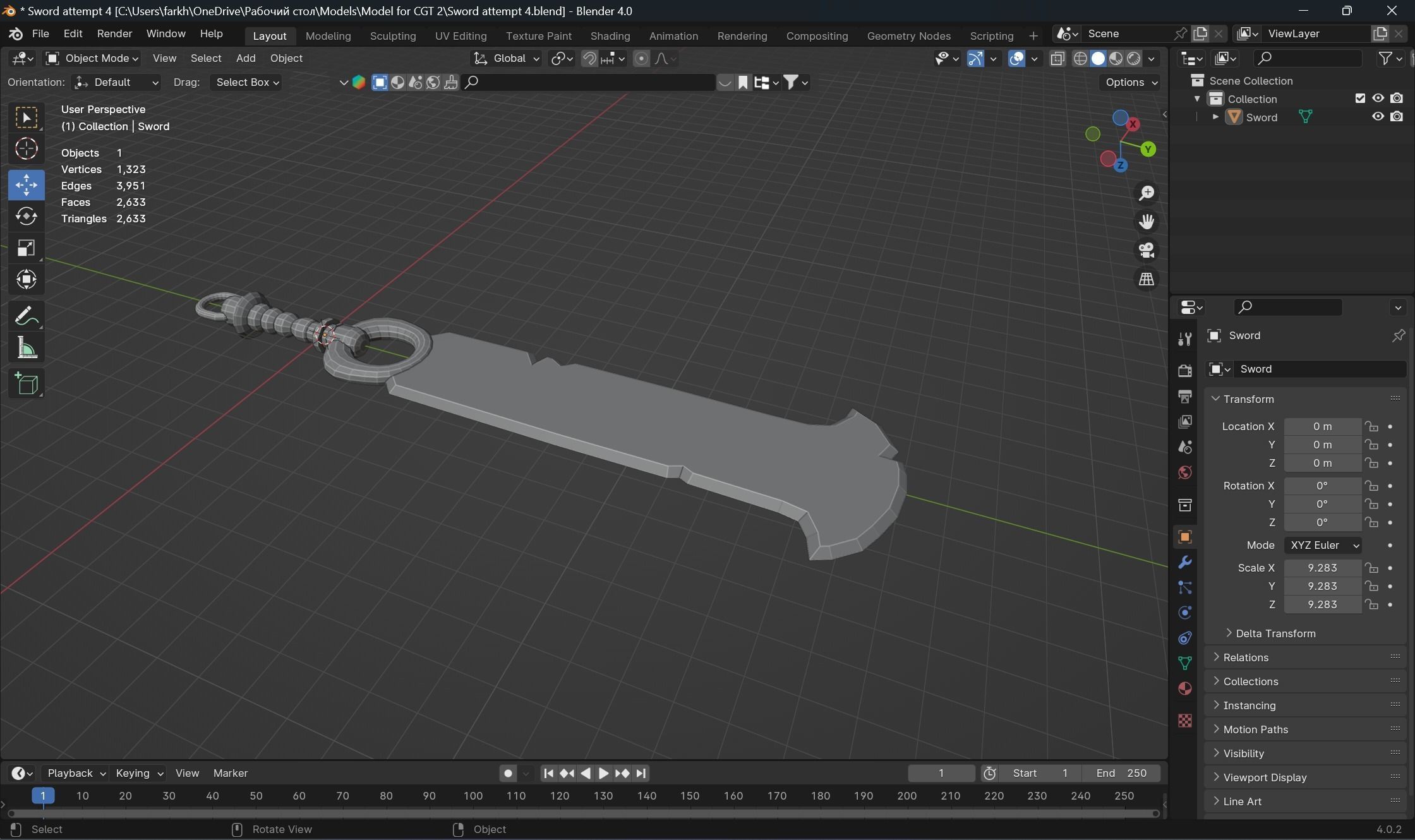 Nephrite sword Free 3D model_3