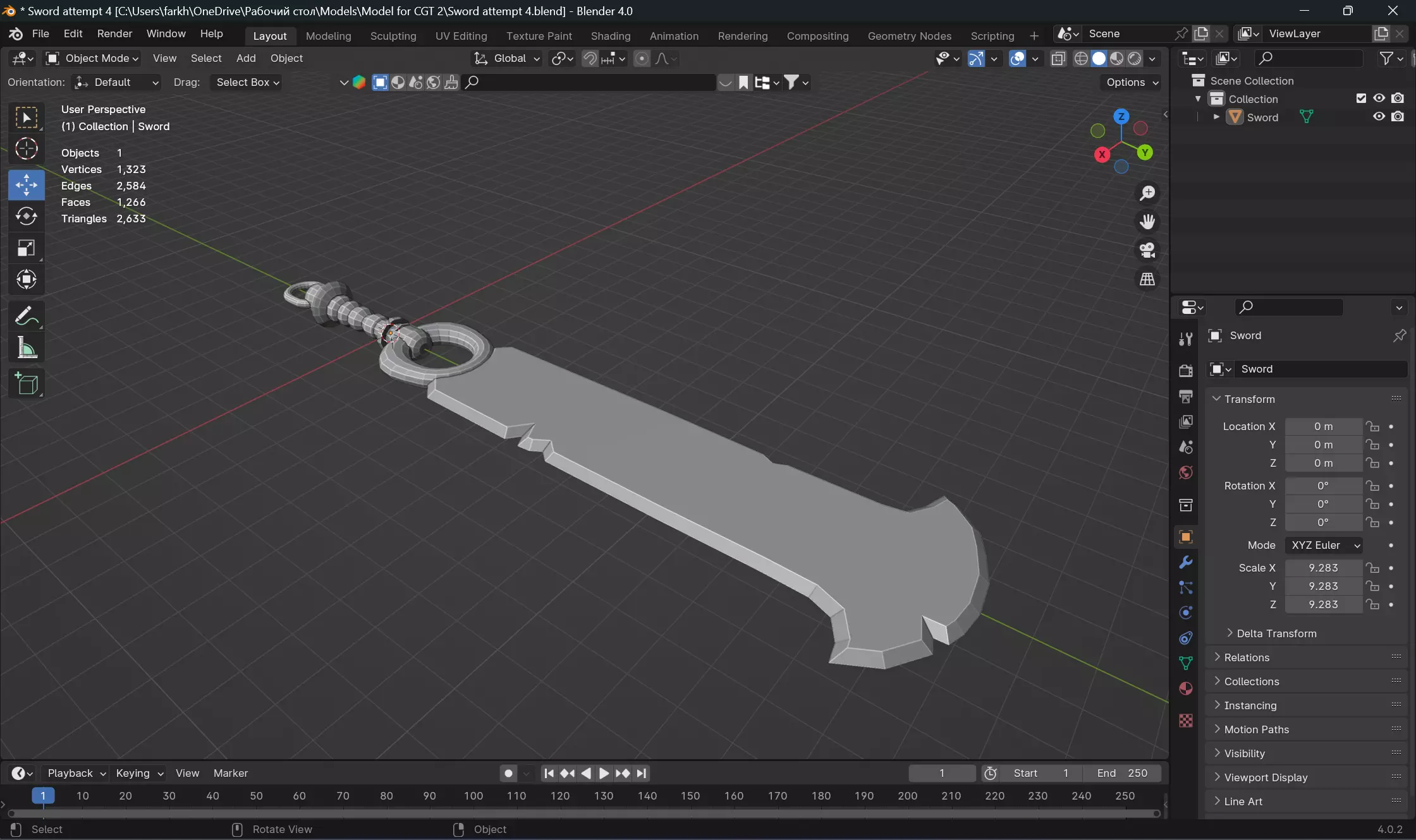 Nephrite sword Free 3D model_0