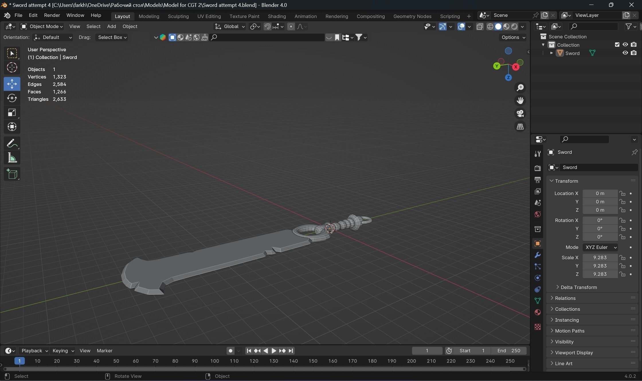 Nephrite sword Free 3D model_2