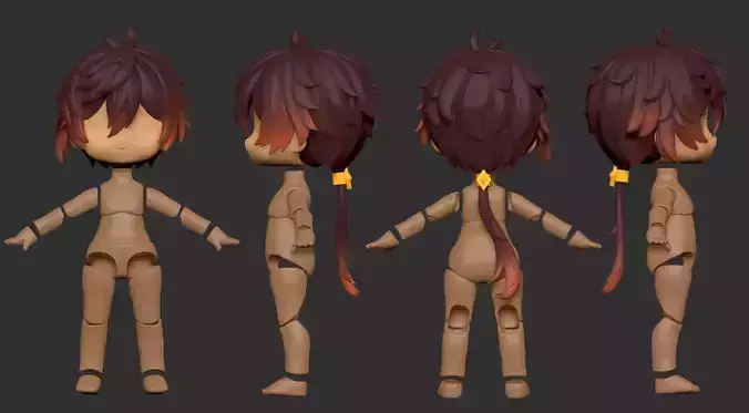 Zhongli custom hair nendoroid 3D print model