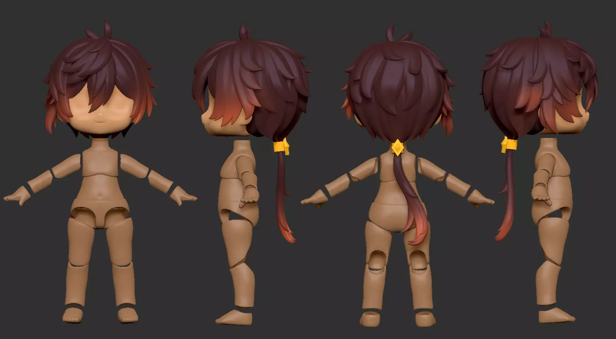 Zhongli custom hair nendoroid 3D print model_0