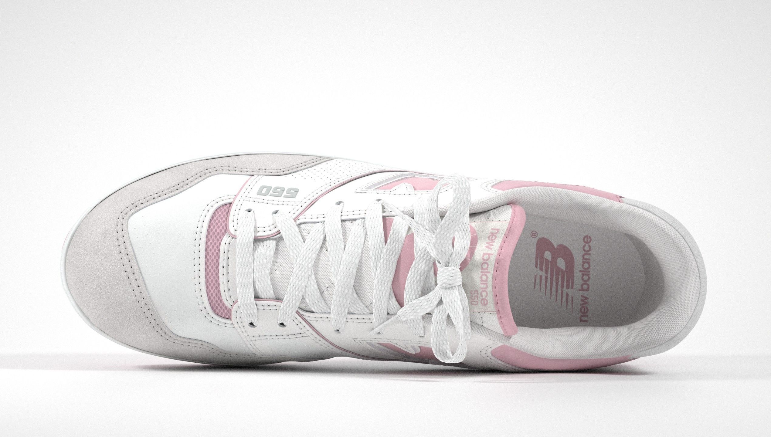 New Balance 550 Pink Suede Sneaker 3D model_9