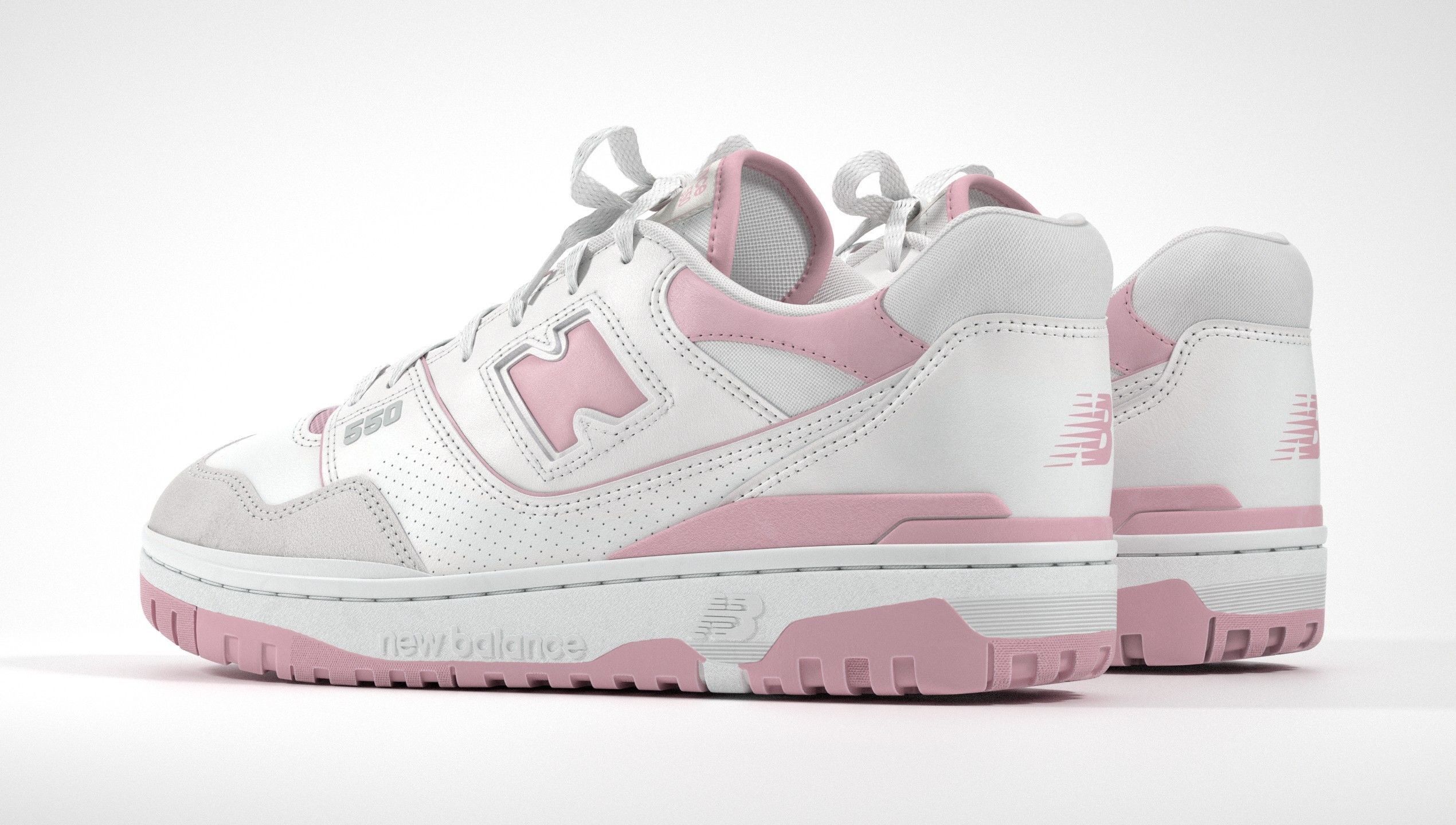 New Balance 550 Pink Suede Sneaker 3D model_15