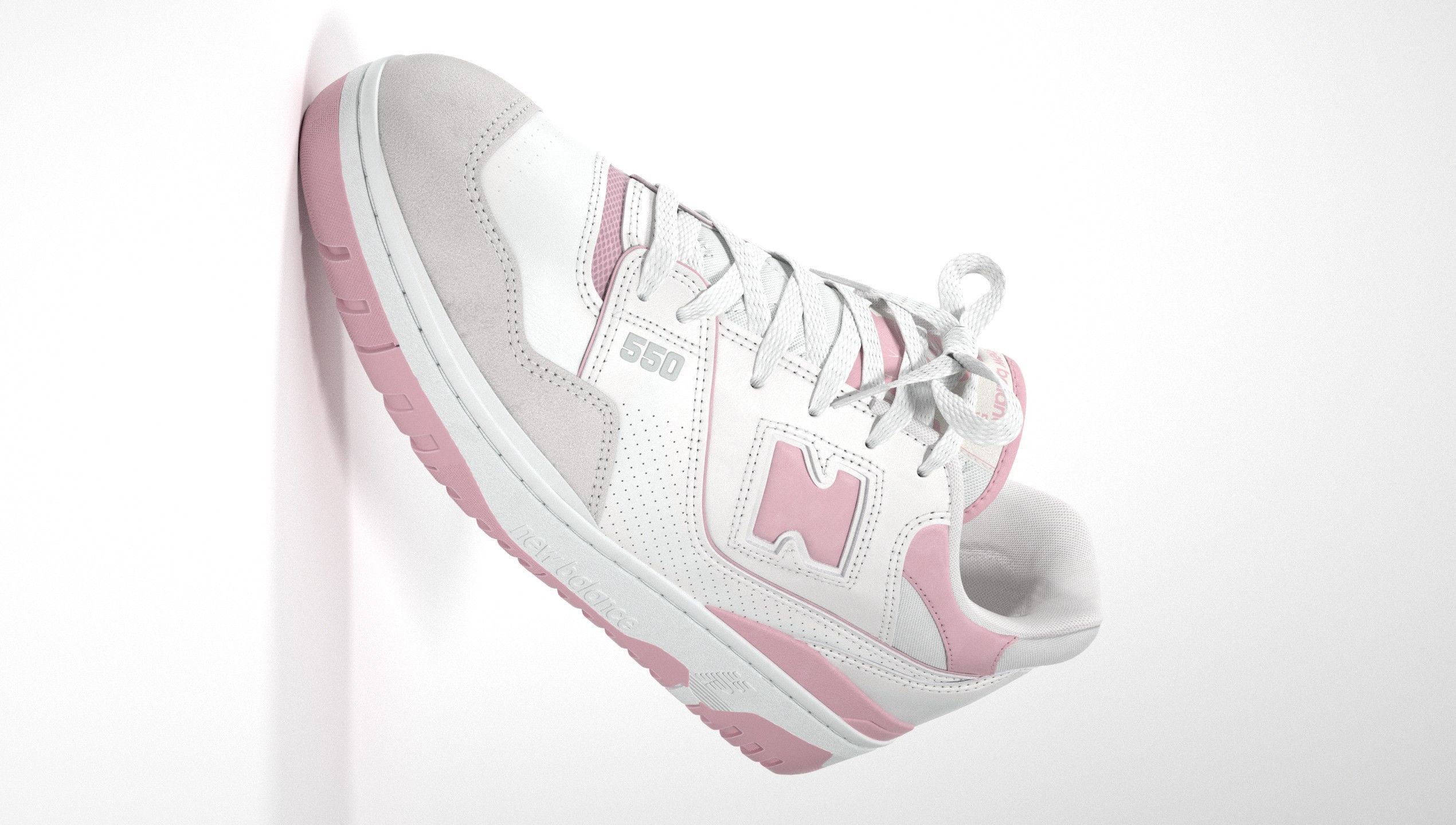 New Balance 550 Pink Suede Sneaker 3D model_22