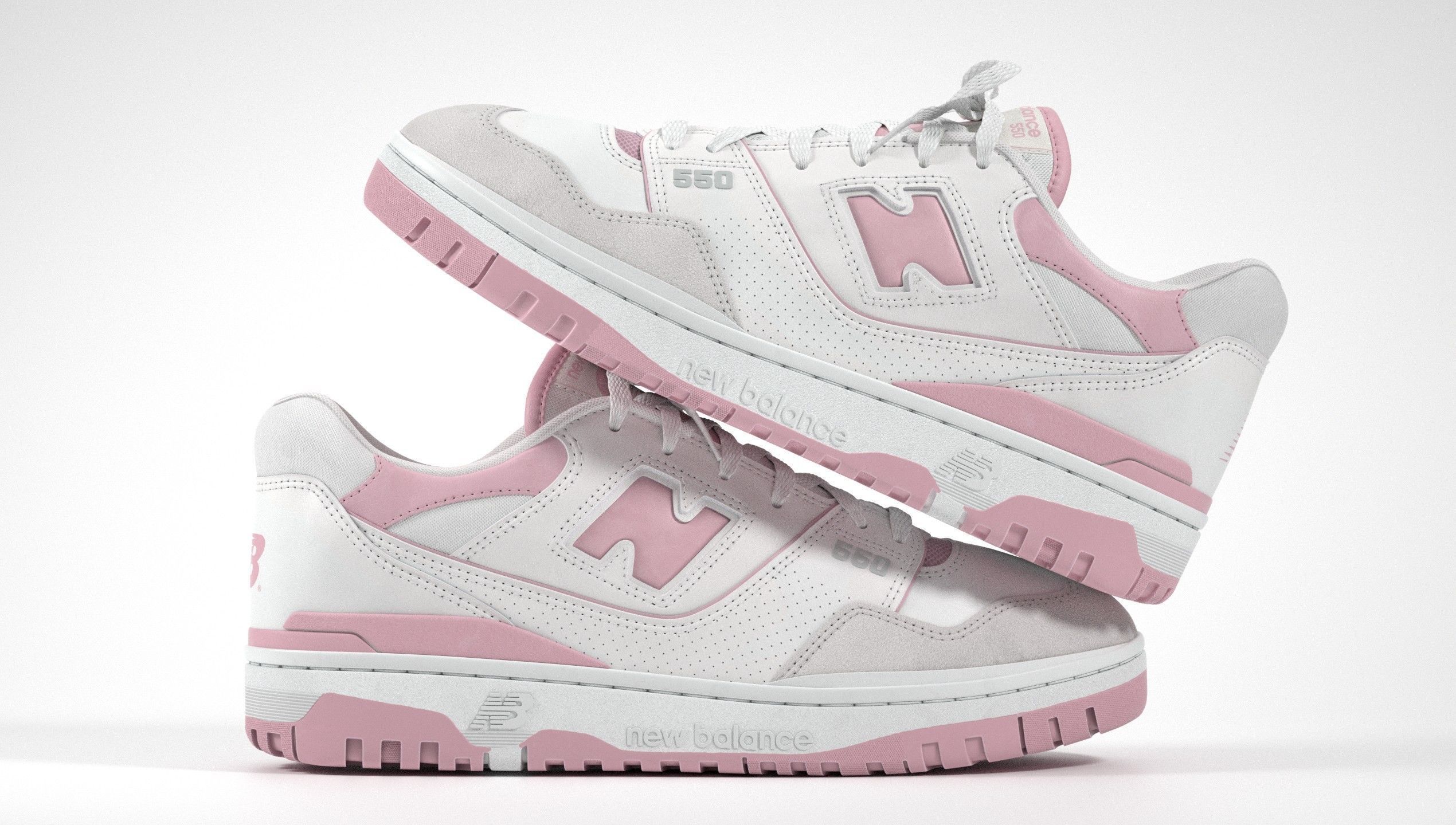 New Balance 550 Pink Suede Sneaker 3D model_10
