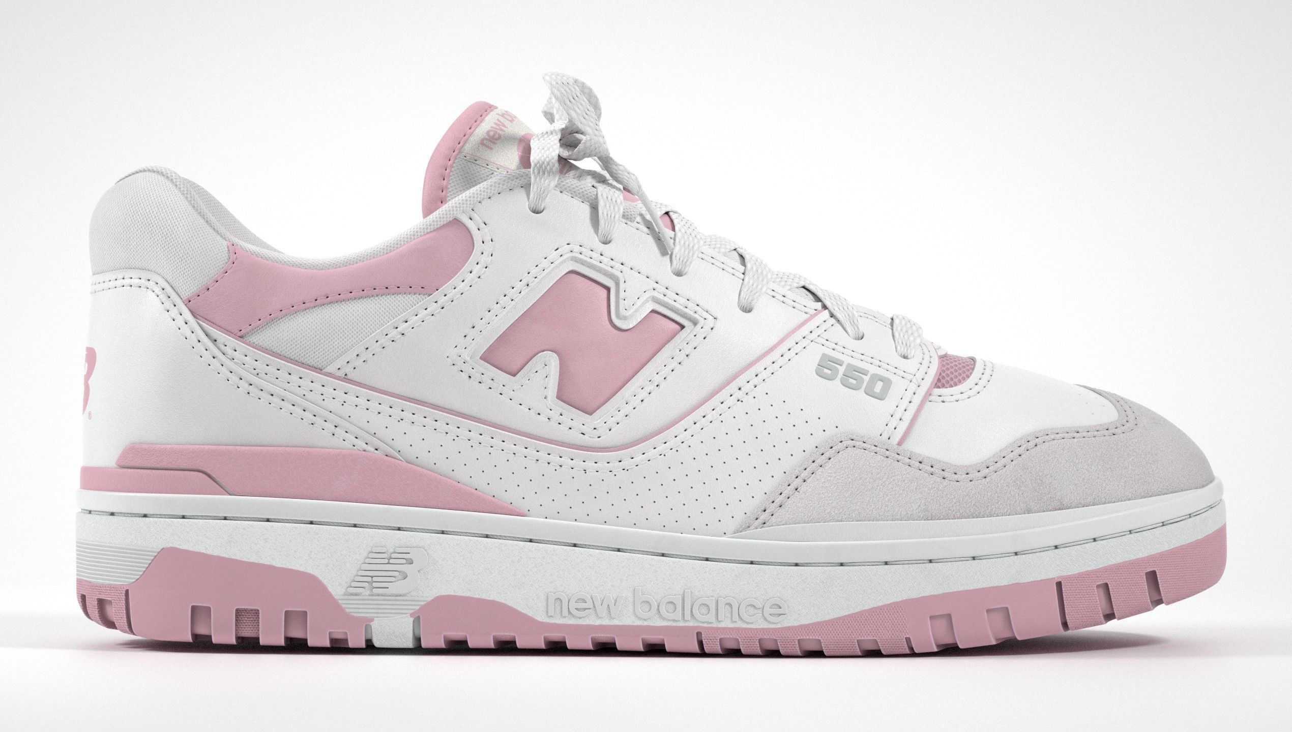 New Balance 550 Pink Suede Sneaker 3D model_16