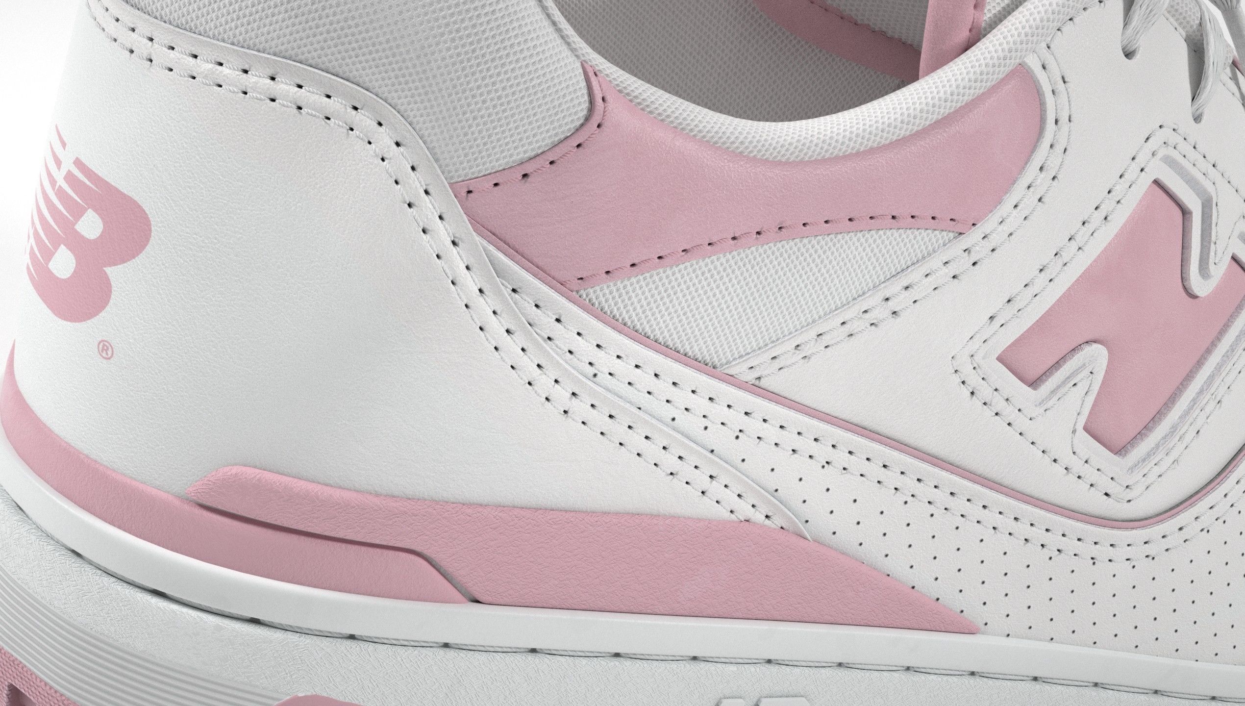 New Balance 550 Pink Suede Sneaker 3D model_2