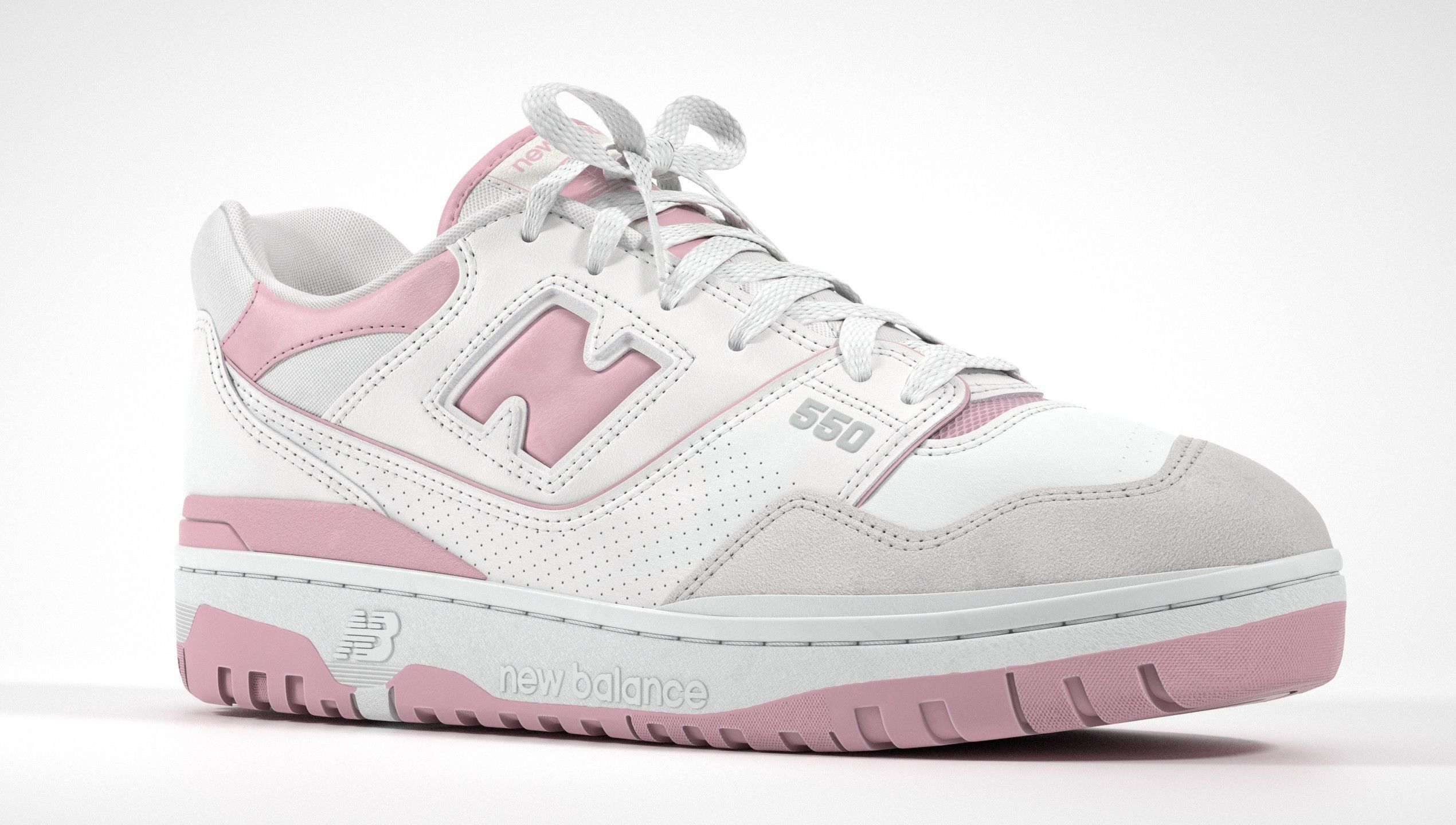 New Balance 550 Pink Suede Sneaker 3D model_21
