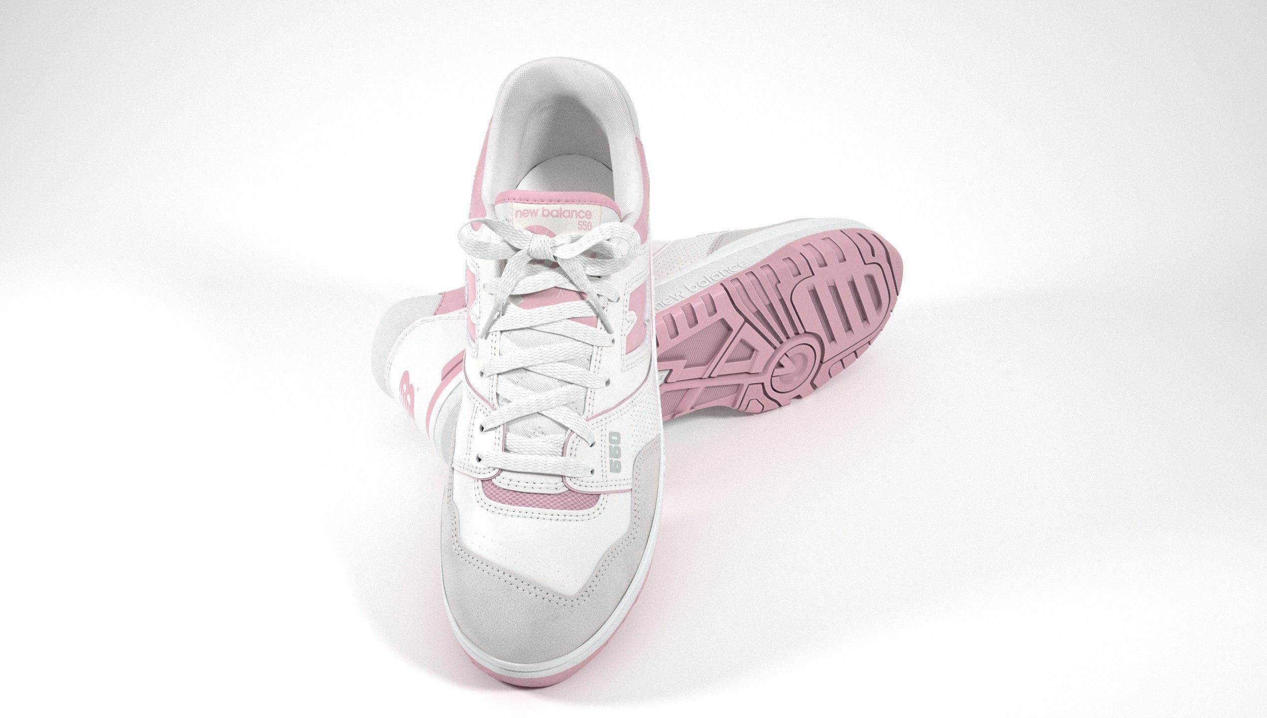 New Balance 550 Pink Suede Sneaker 3D model_20