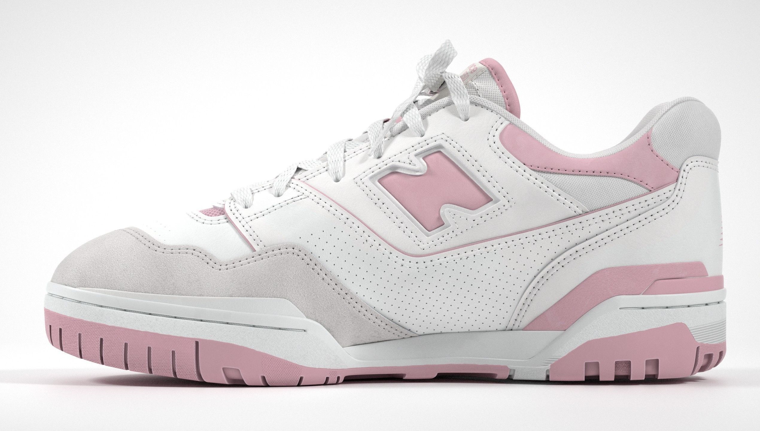 New Balance 550 Pink Suede Sneaker 3D model_8