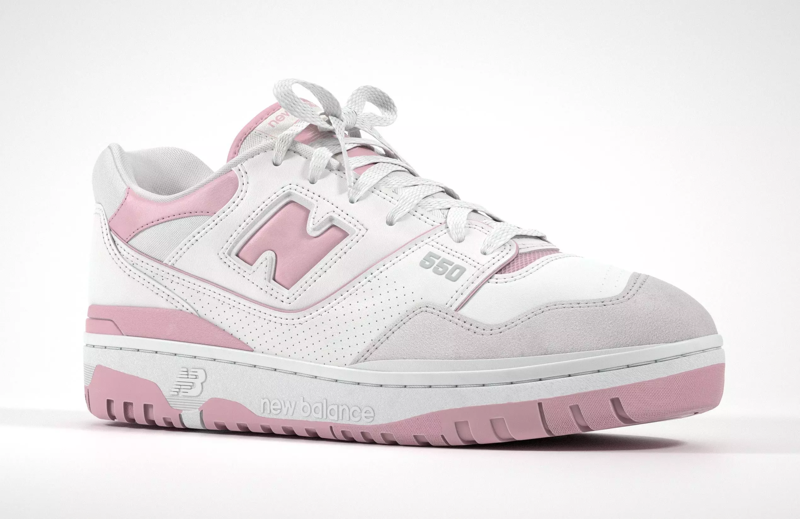 New Balance 550 Pink Suede Sneaker 3D model_0
