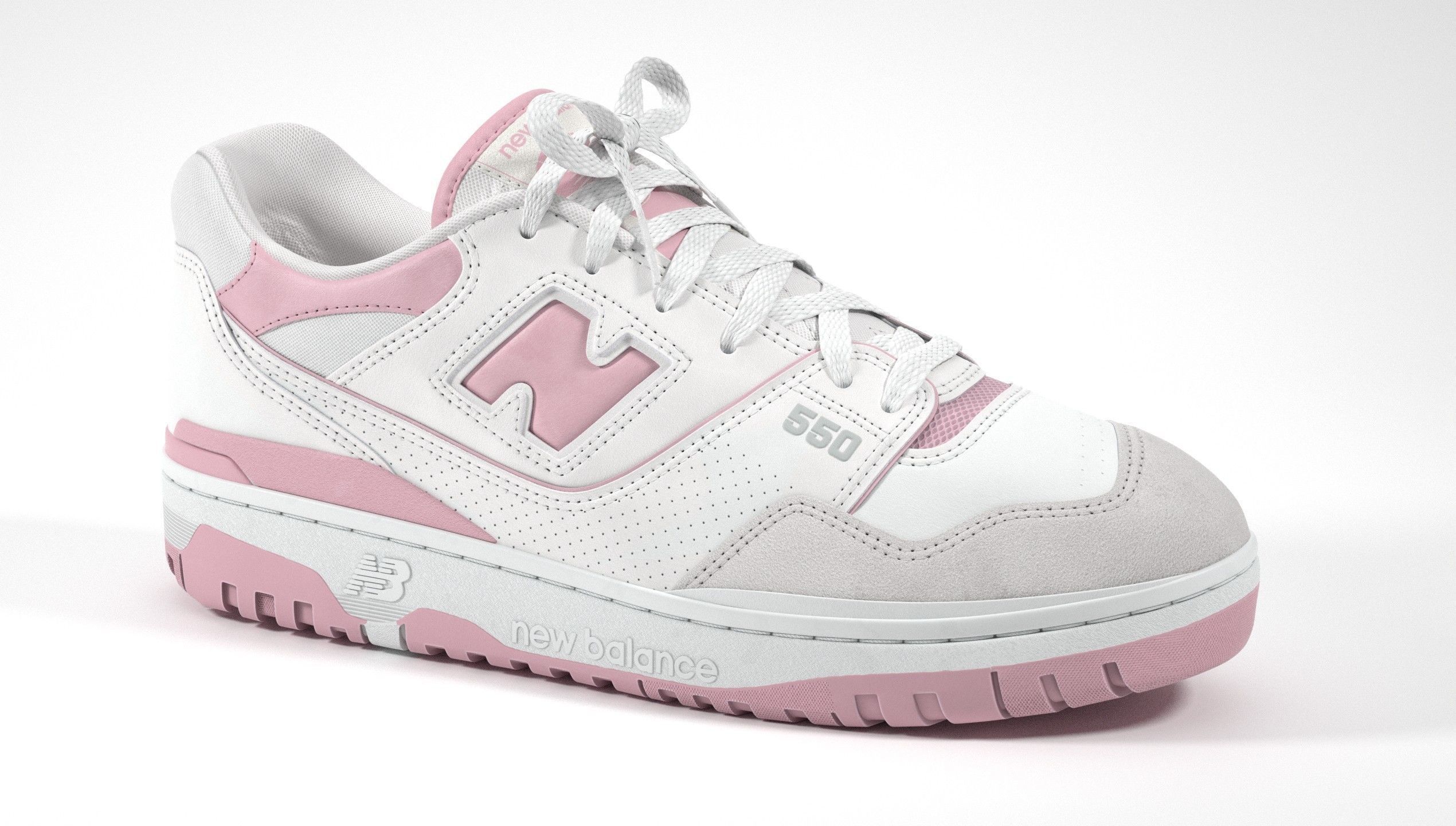 New Balance 550 Pink Suede Sneaker 3D model_24