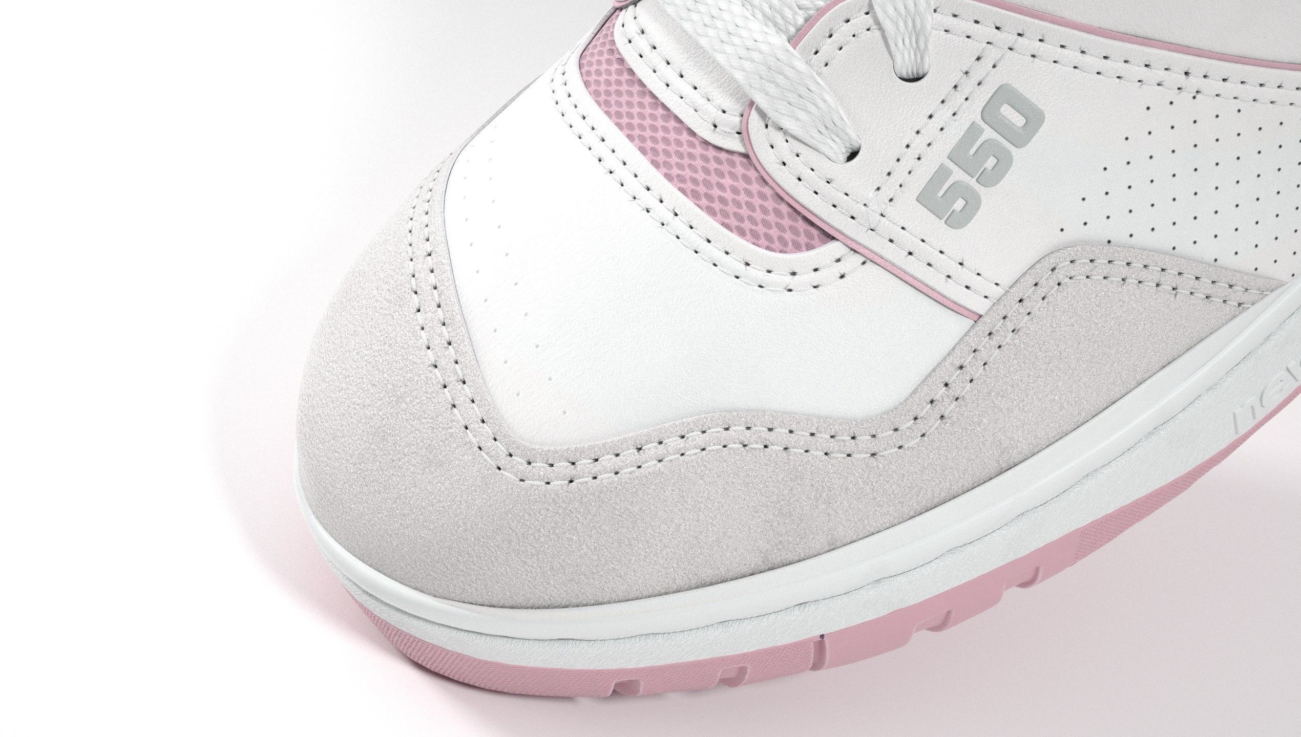 New Balance 550 Pink Suede Sneaker 3D model_4