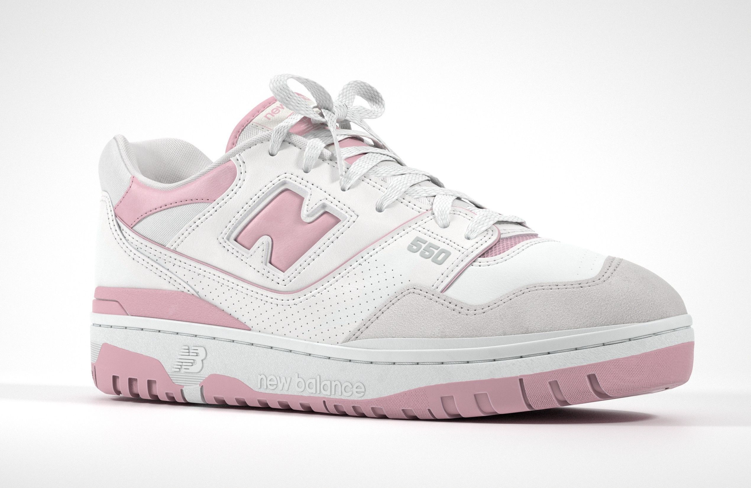 New Balance 550 Pink Suede Sneaker 3D model_26