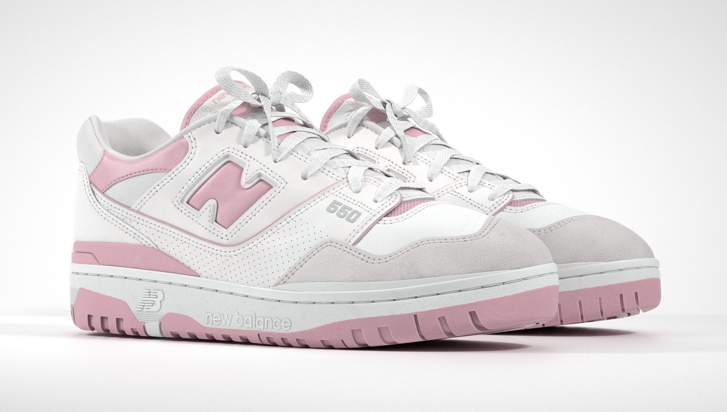 New Balance 550 Pink Suede Sneaker 3D model_12
