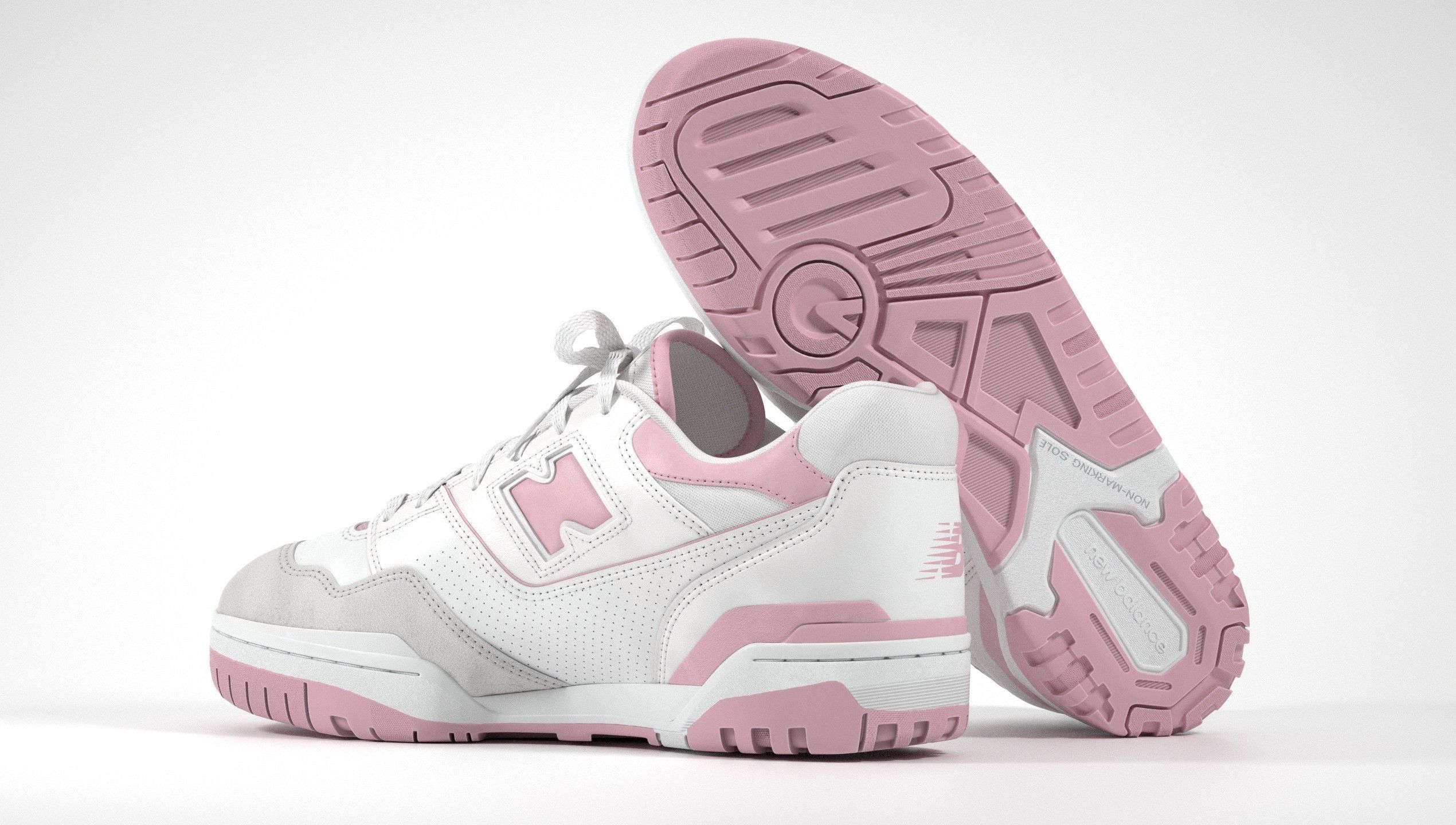 New Balance 550 Pink Suede Sneaker 3D model_14