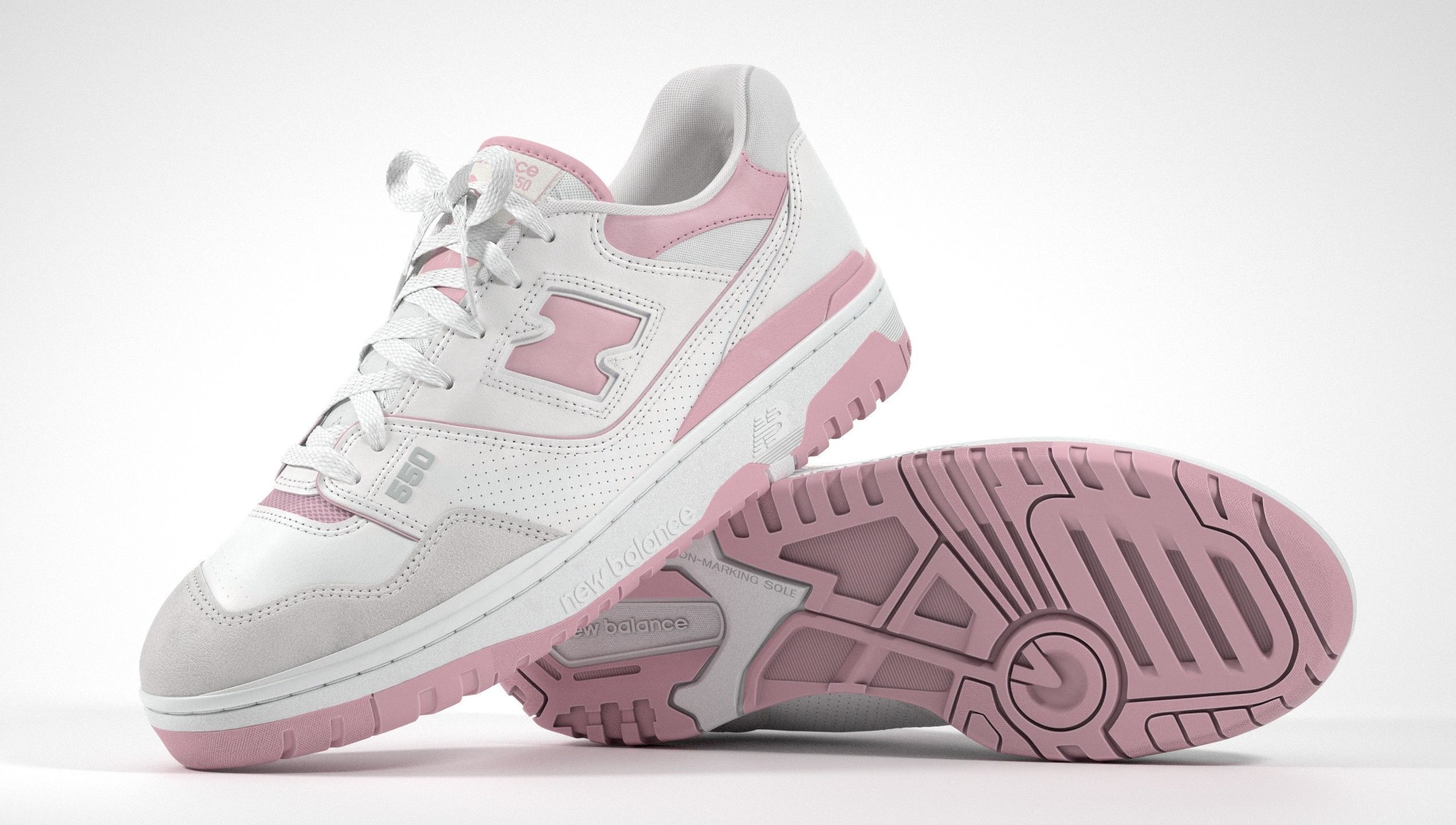 New Balance 550 Pink Suede Sneaker 3D model_23