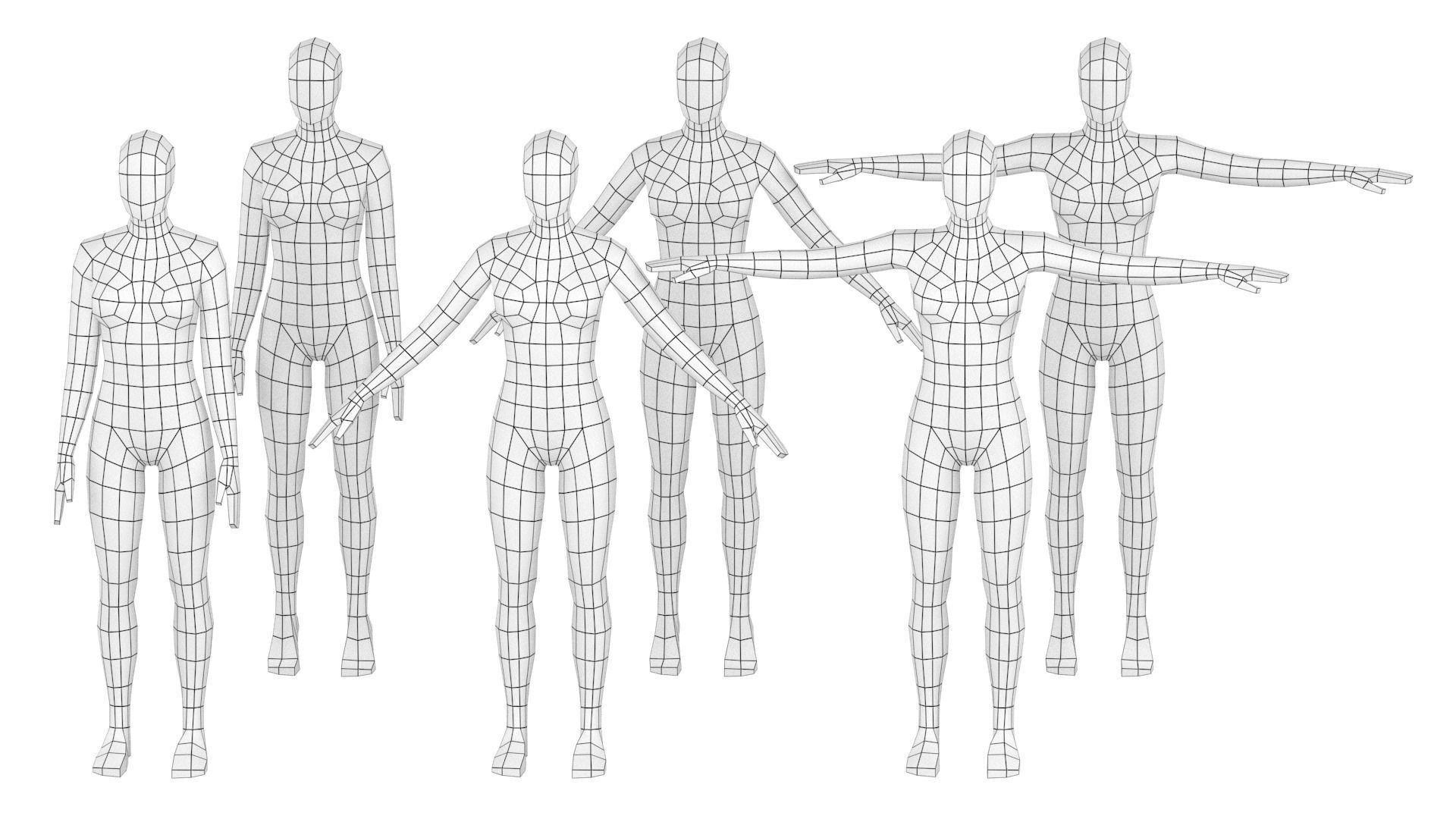 Natural Female In 6 Modeling Poses COLLECTION 3D model_3