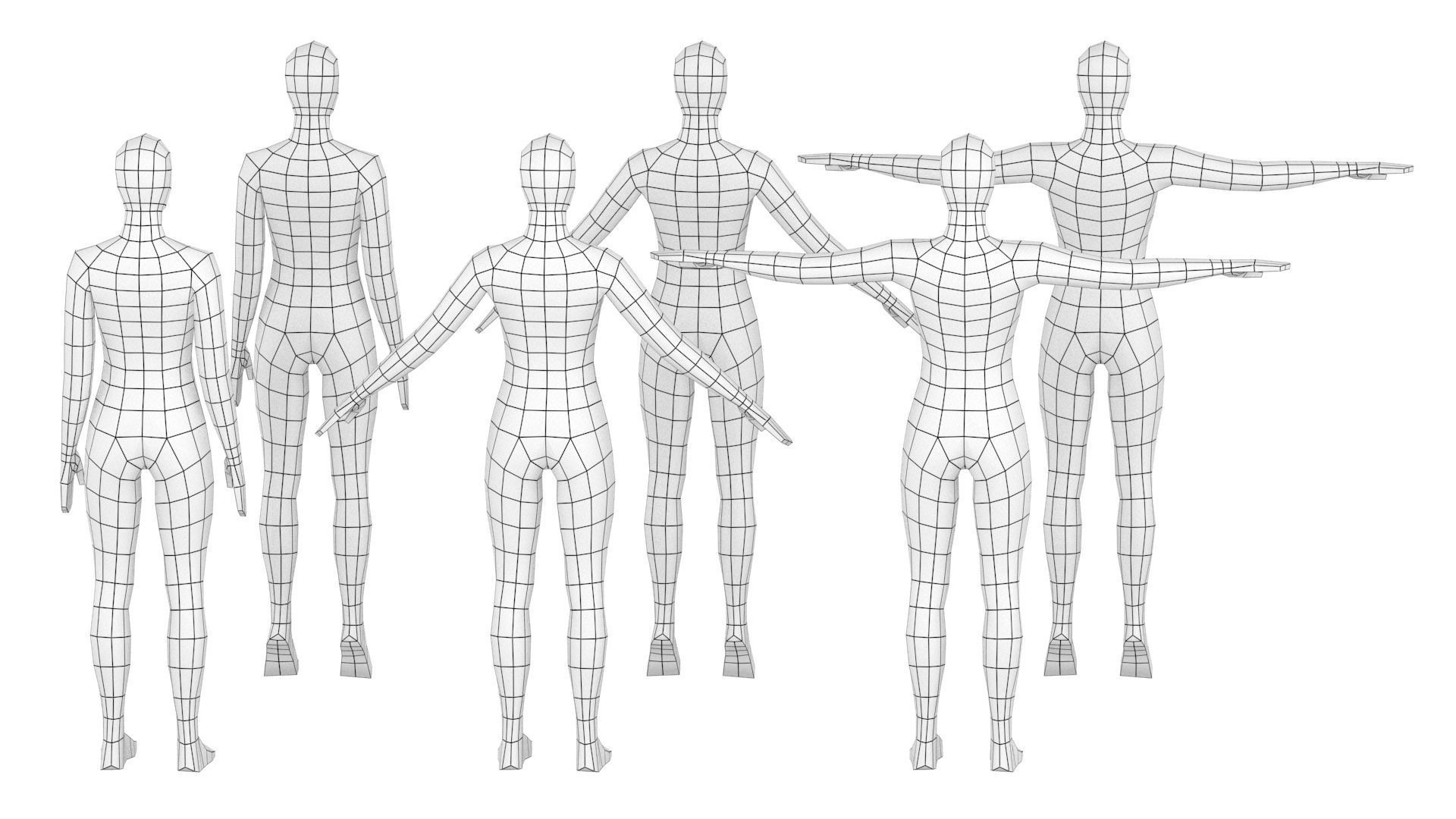 Natural Female In 6 Modeling Poses COLLECTION 3D model_9