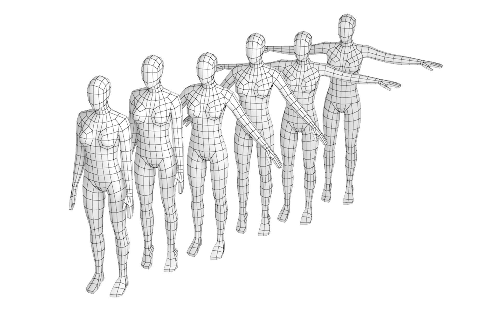 Natural Female In 6 Modeling Poses COLLECTION 3D model_19