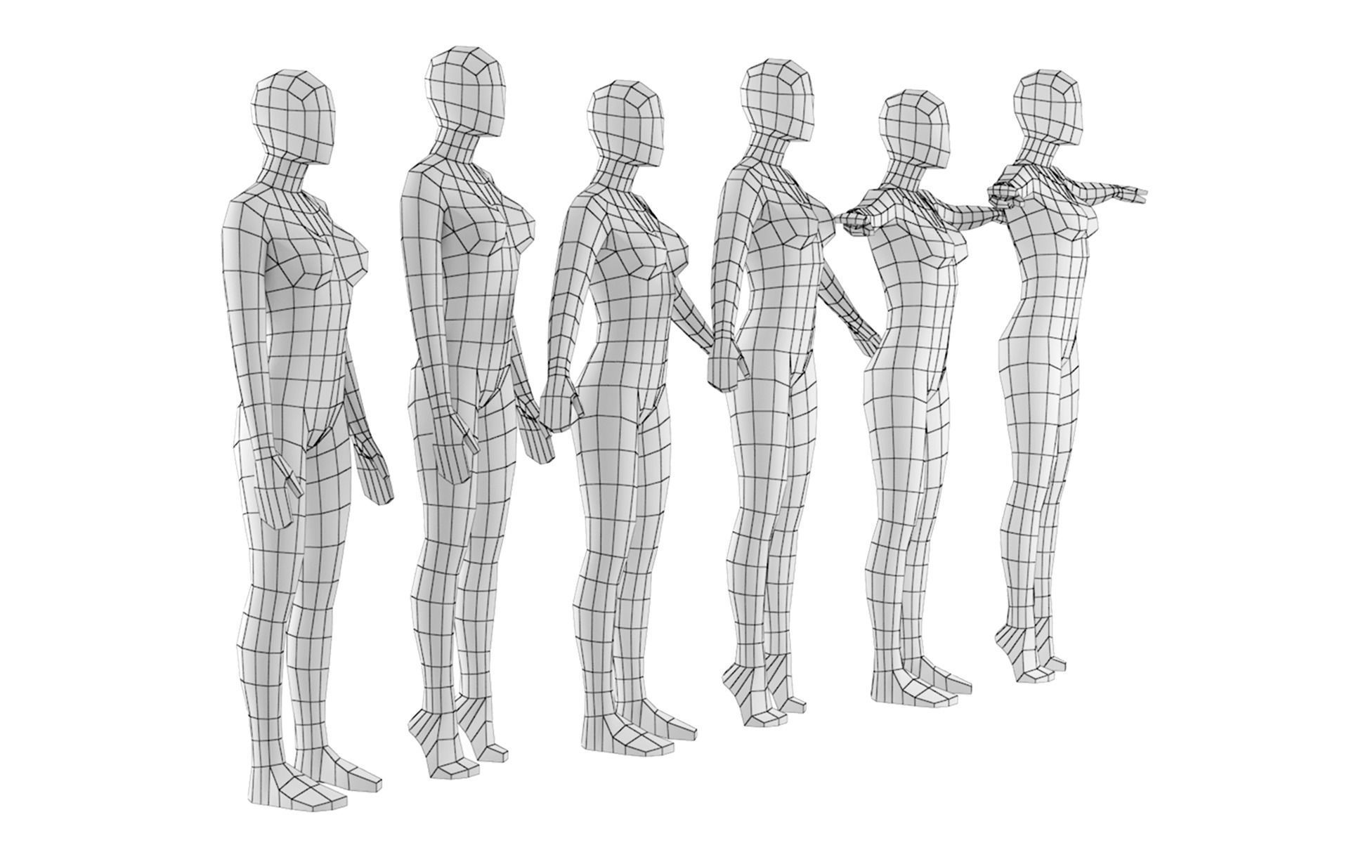 Natural Female In 6 Modeling Poses COLLECTION 3D model_14