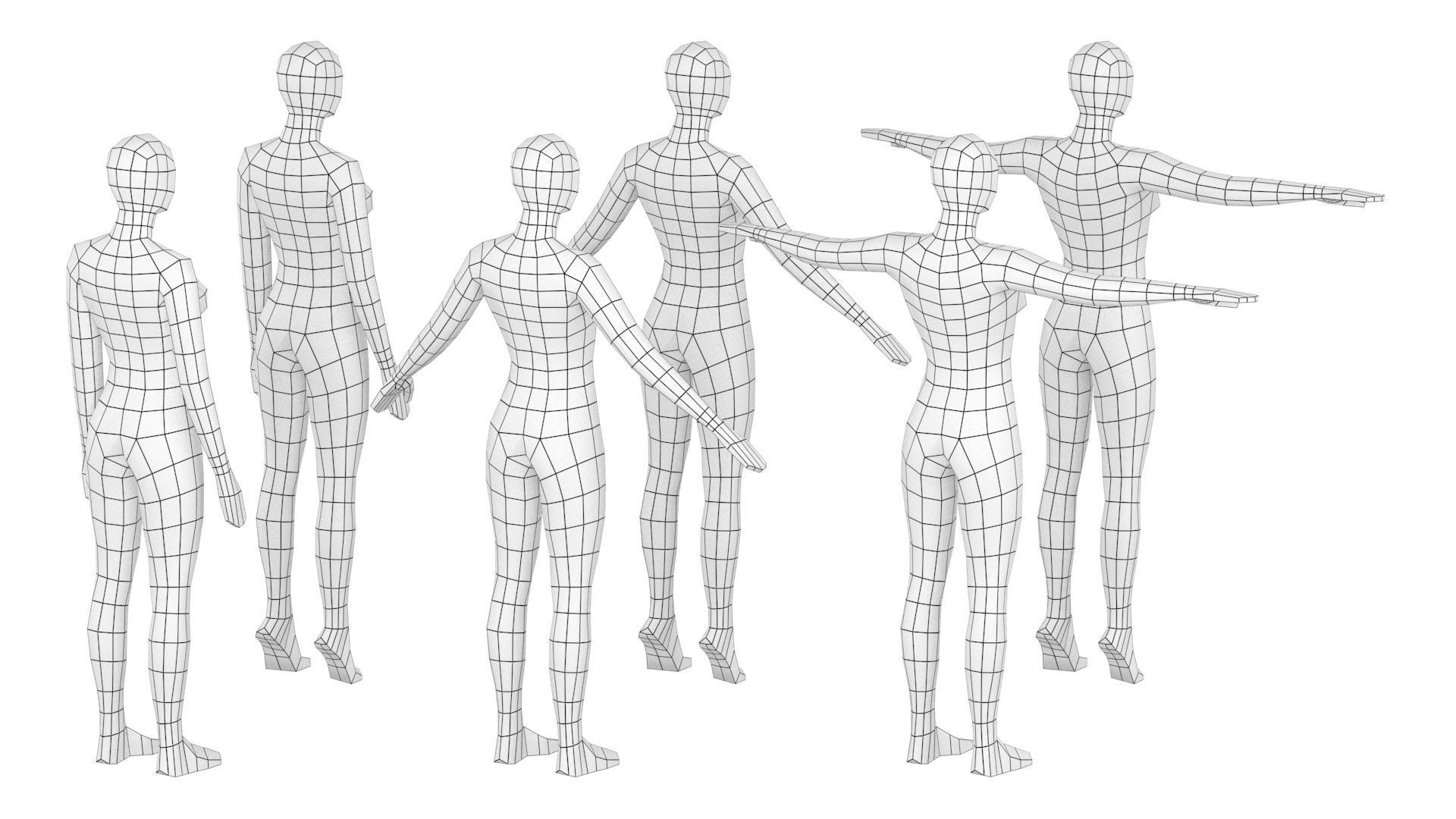 Natural Female In 6 Modeling Poses COLLECTION 3D model_8