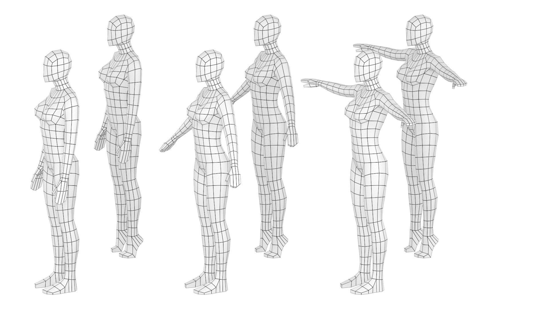 Natural Female In 6 Modeling Poses COLLECTION 3D model_13