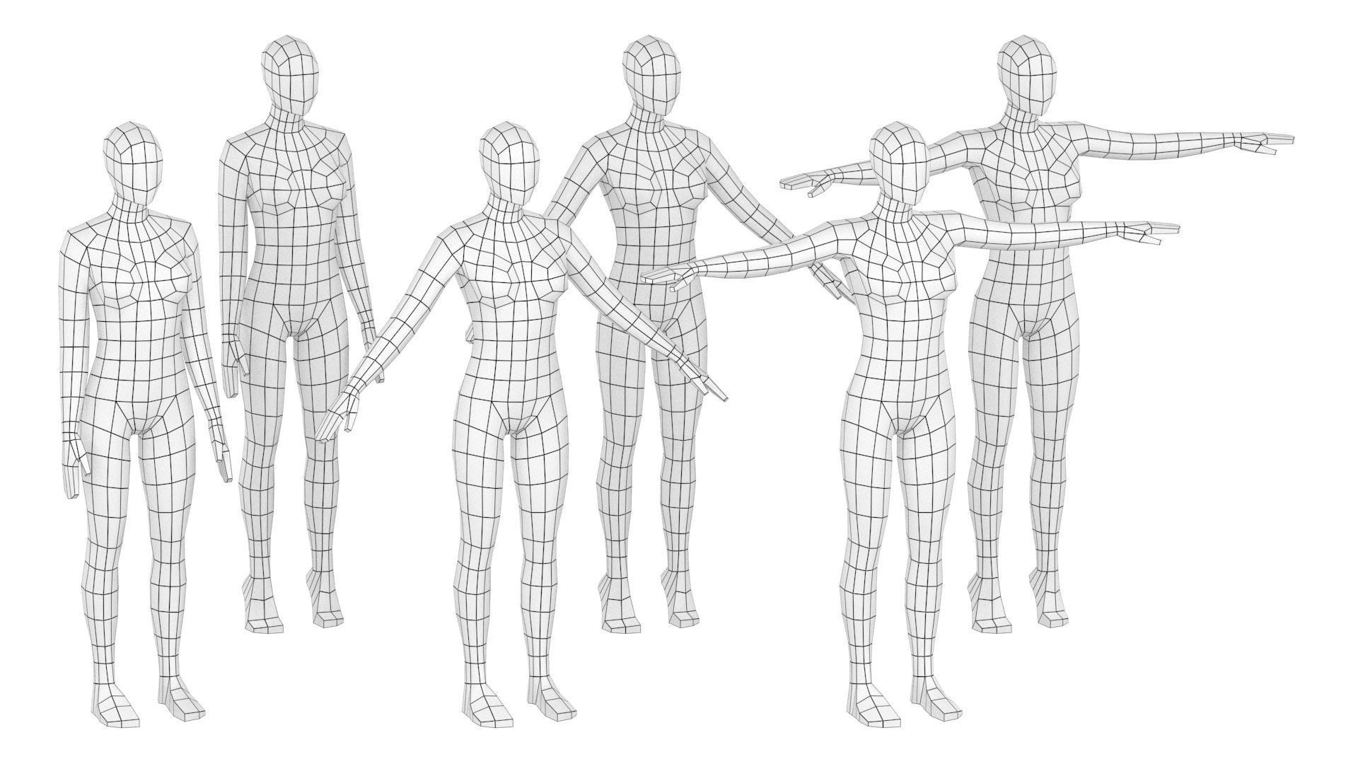 Natural Female In 6 Modeling Poses COLLECTION 3D model_4