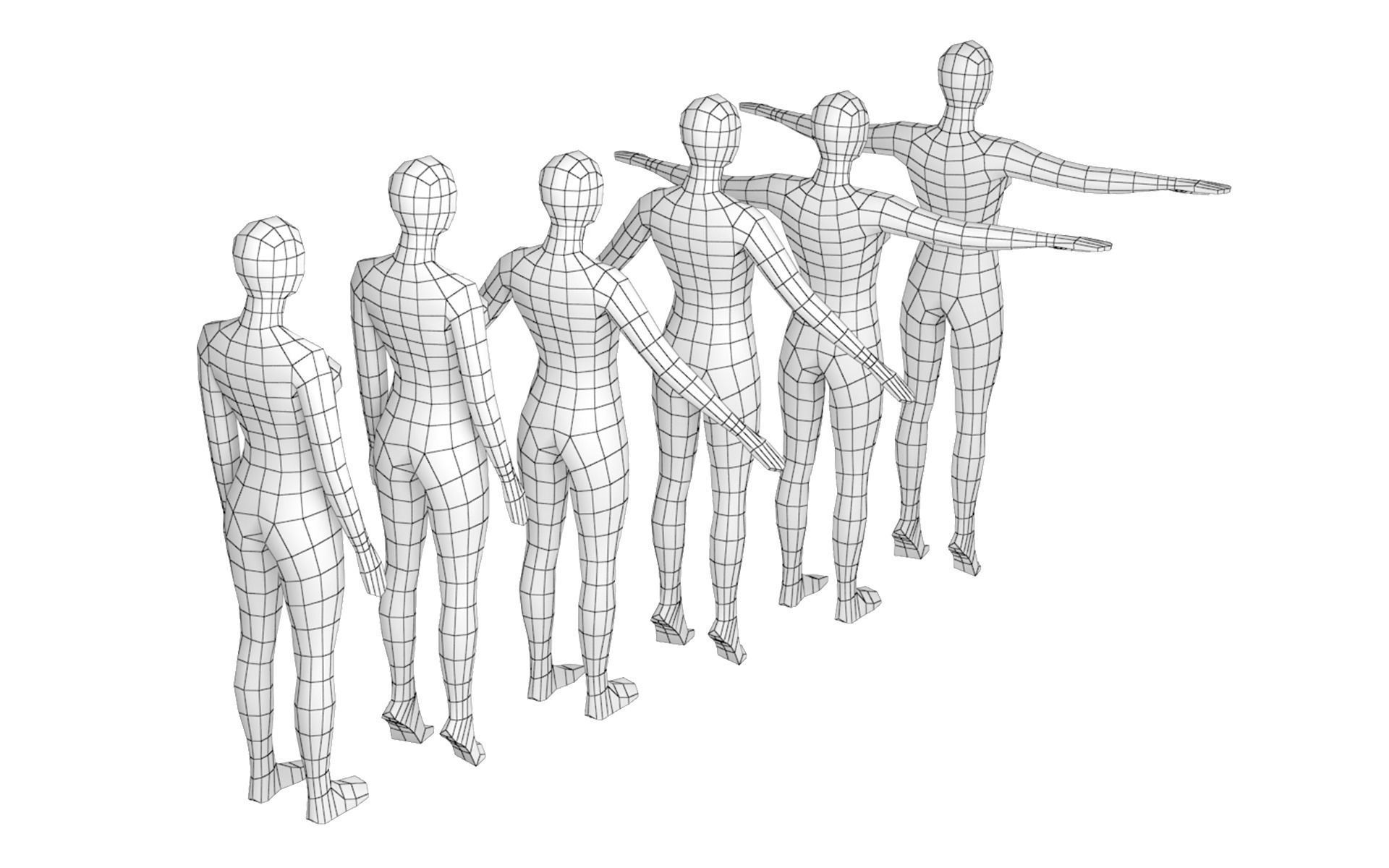 Natural Female In 6 Modeling Poses COLLECTION 3D model_20