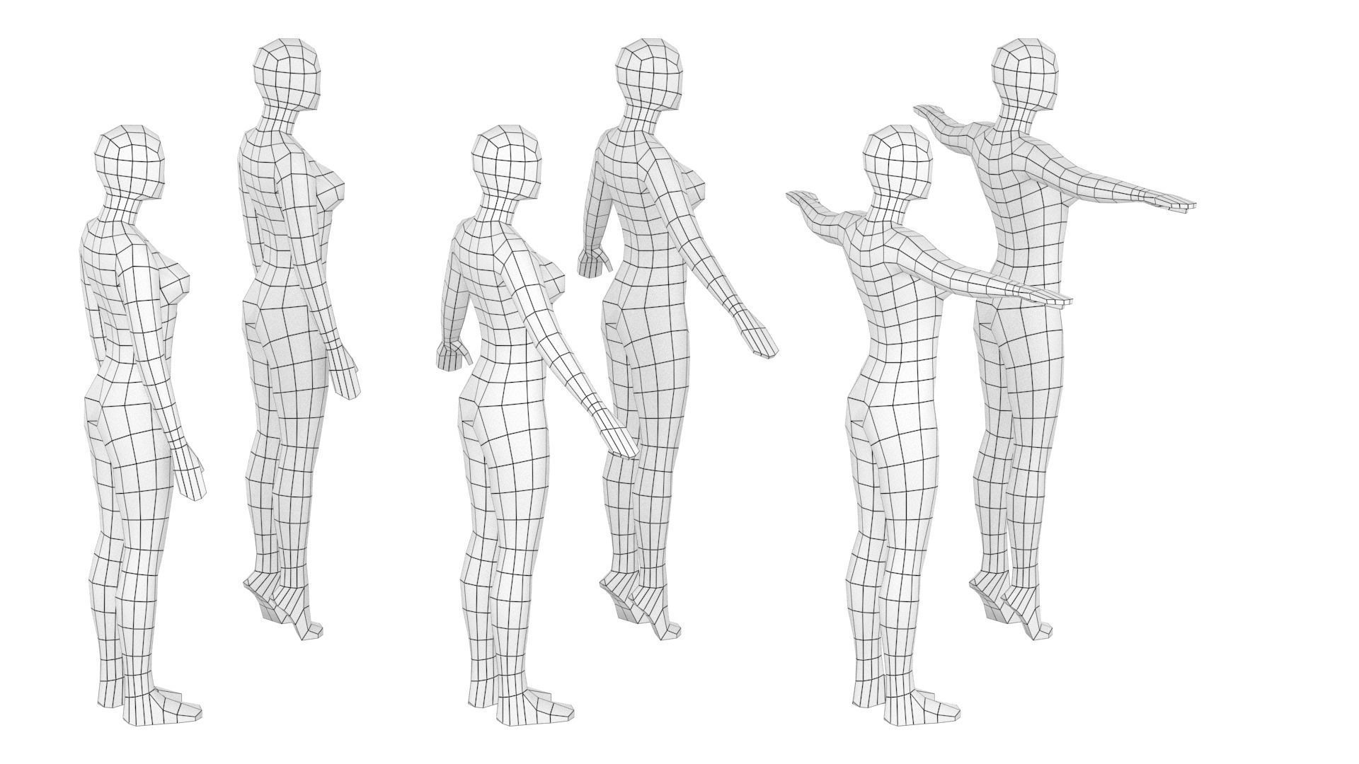 Natural Female In 6 Modeling Poses COLLECTION 3D model_7