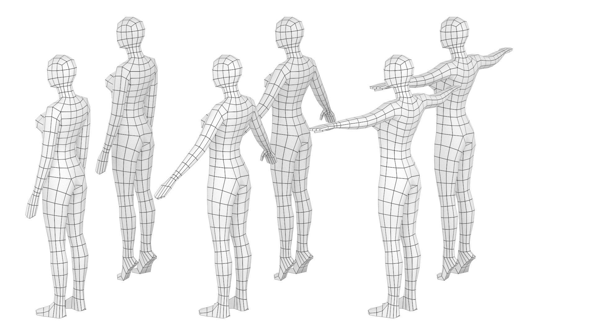 Natural Female In 6 Modeling Poses COLLECTION 3D model_11