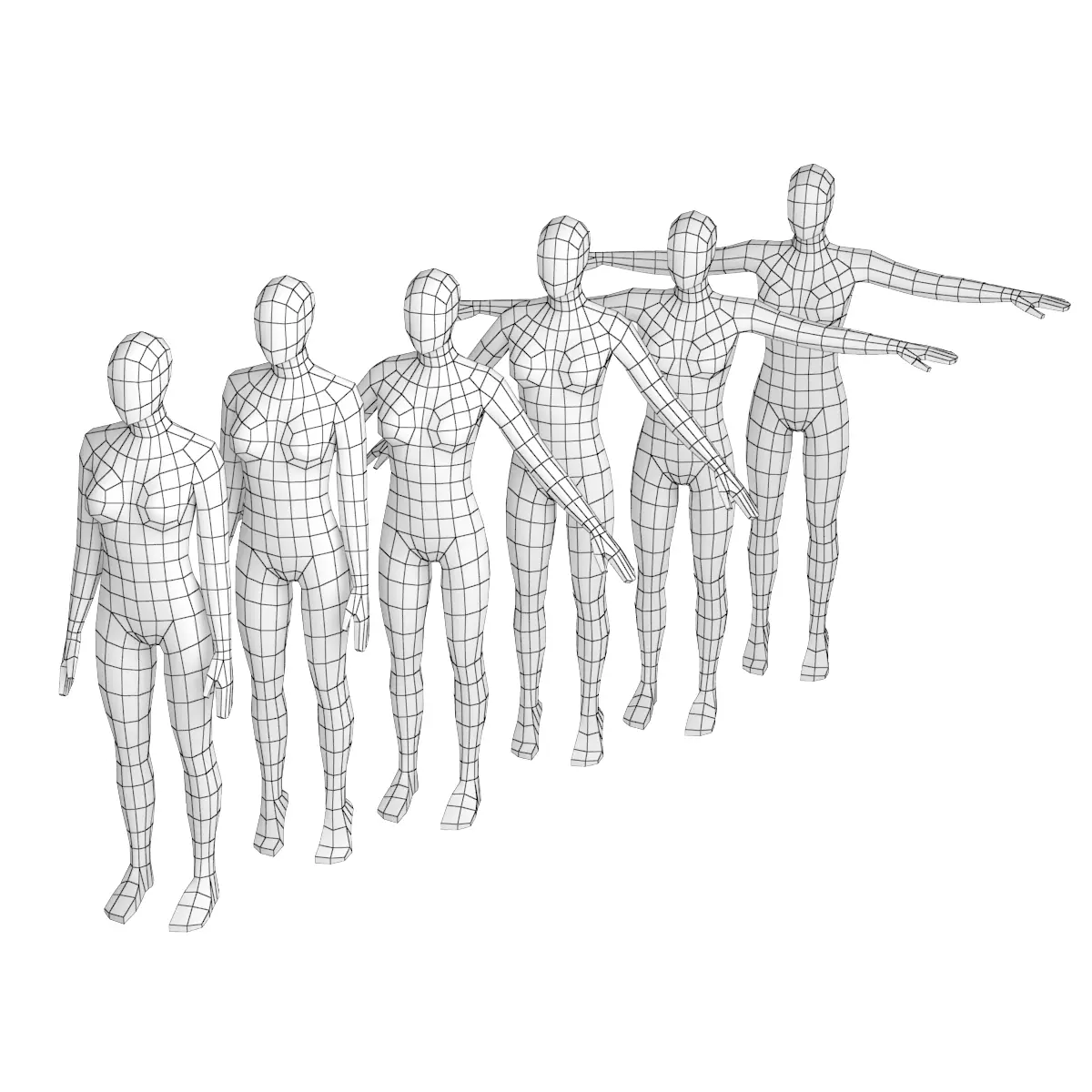 Natural Female In 6 Modeling Poses COLLECTION 3D model_0