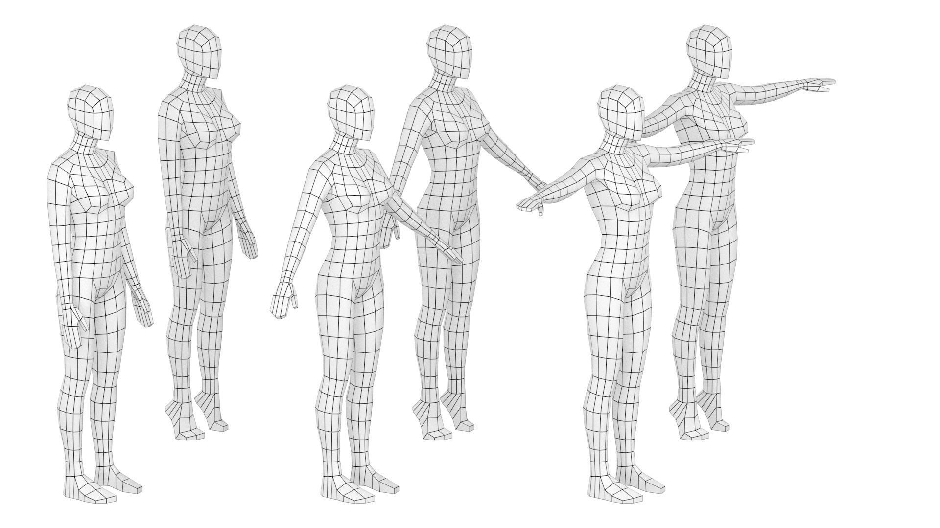 Natural Female In 6 Modeling Poses COLLECTION 3D model_5