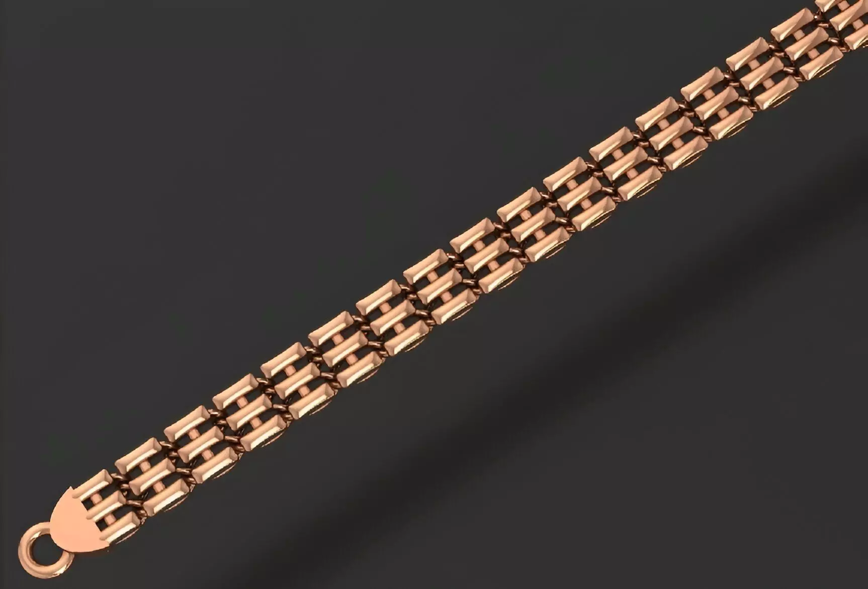 Gold Chain Bracelet 3D print model_0