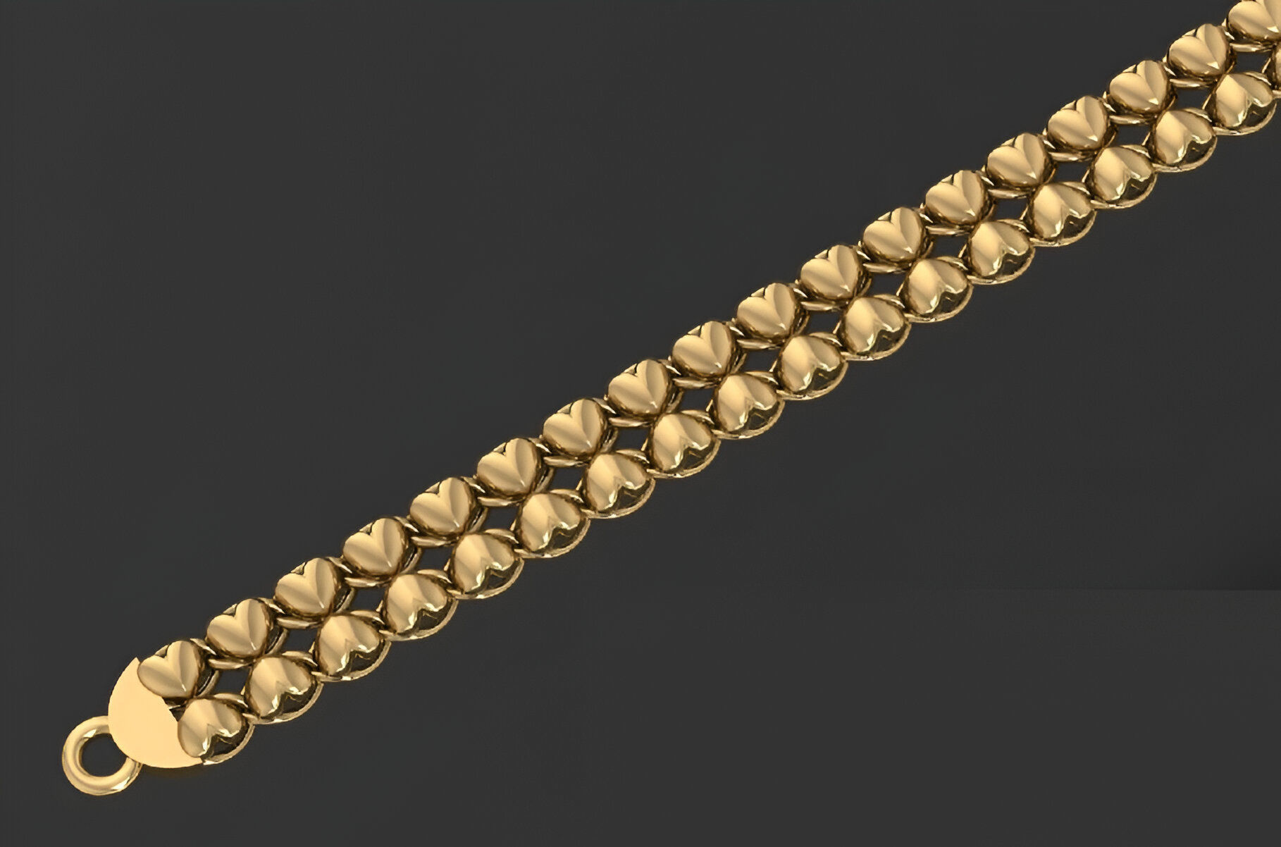 Gold Chain Bracelet 3D print model_6