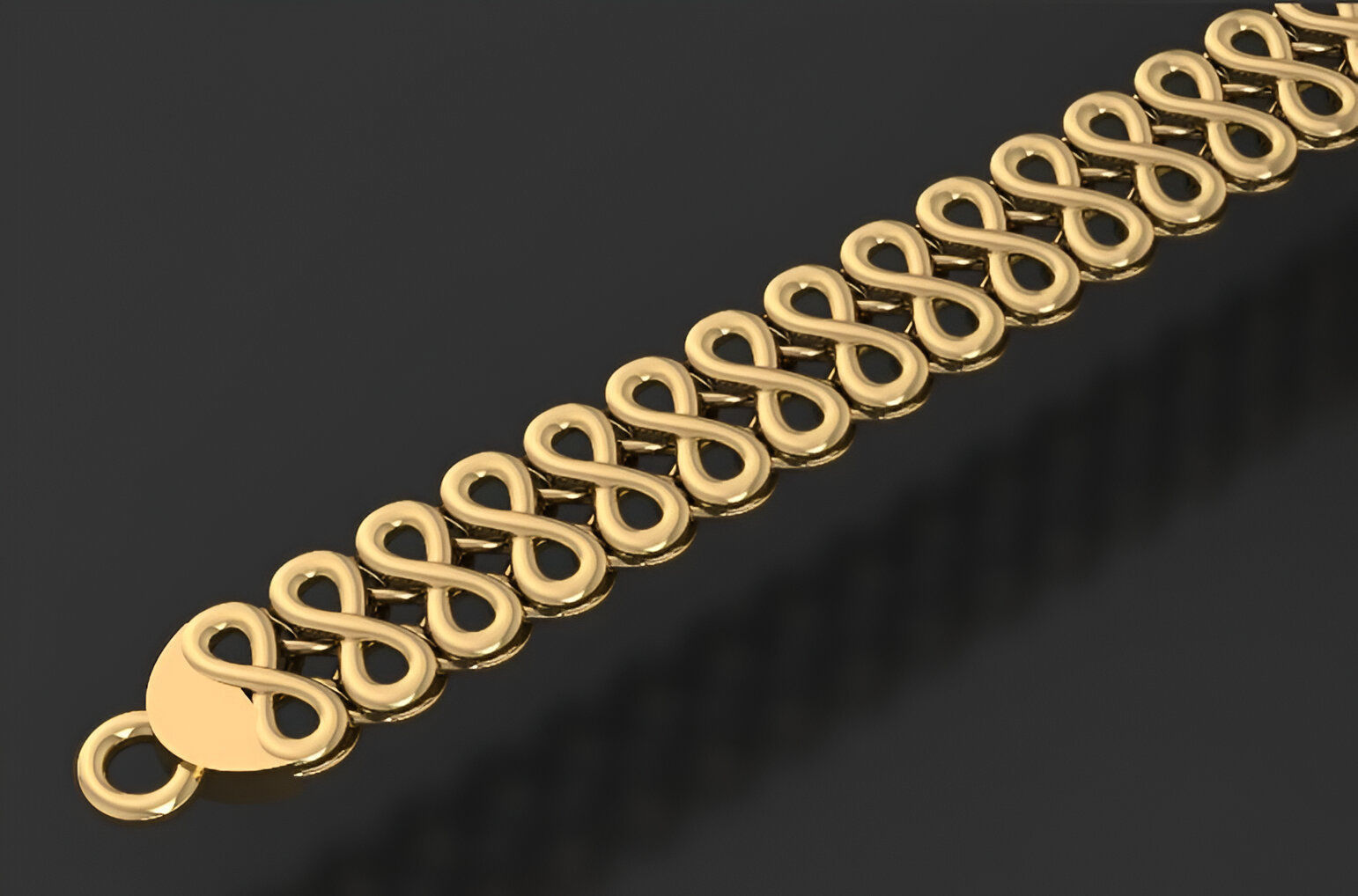 Gold Chain Bracelet 3D print model_6