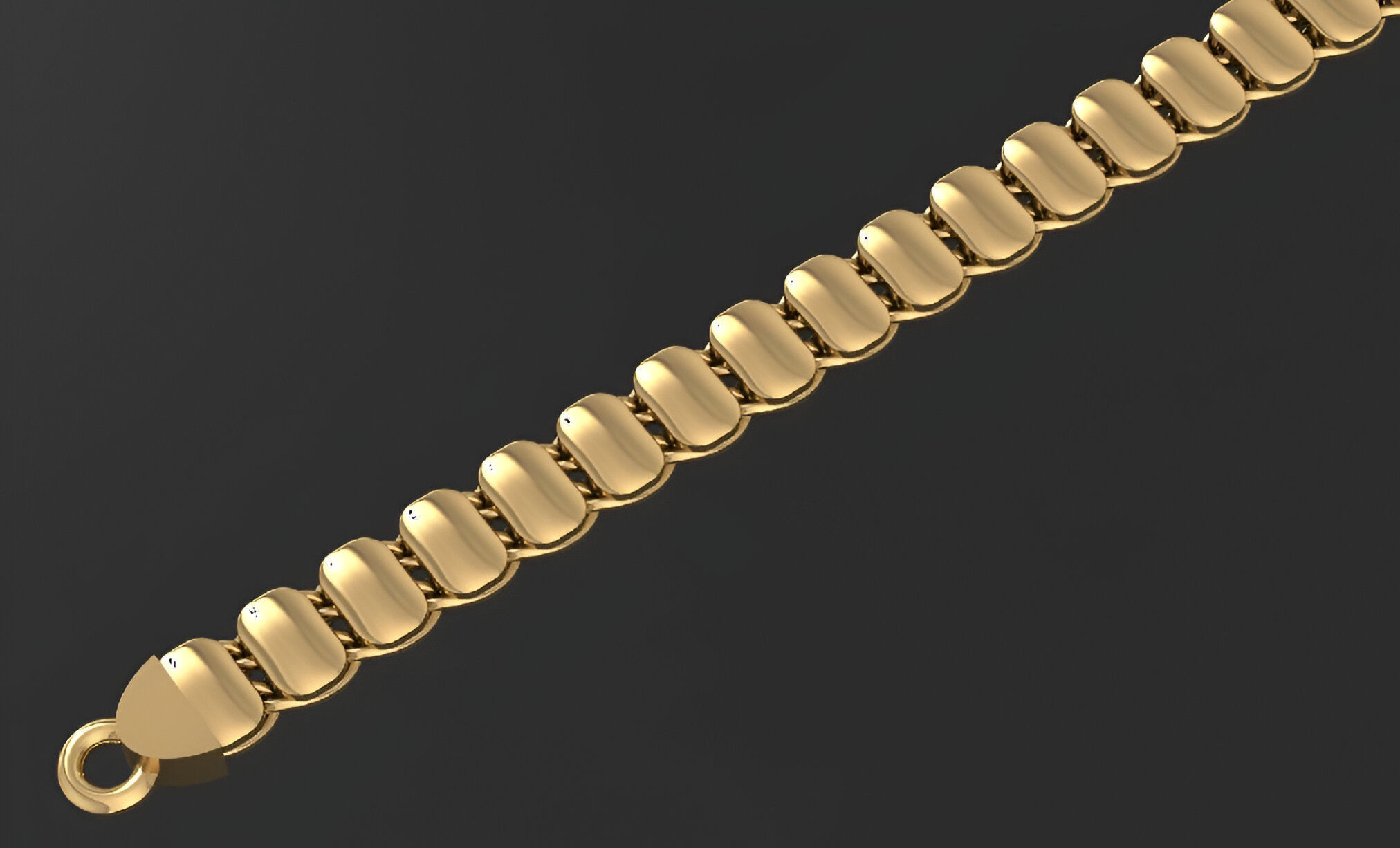 Gold Chain Bracelet 3D print model_6