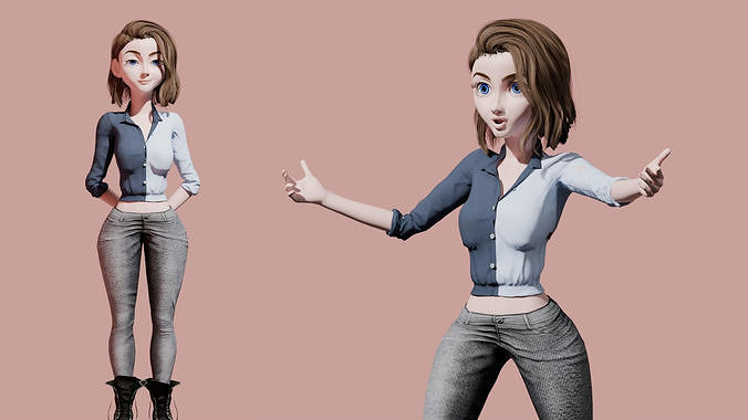 Cute teen girl 3d mesh with rig 3D model
