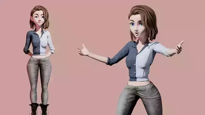 Cute teen girl 3d mesh with rig