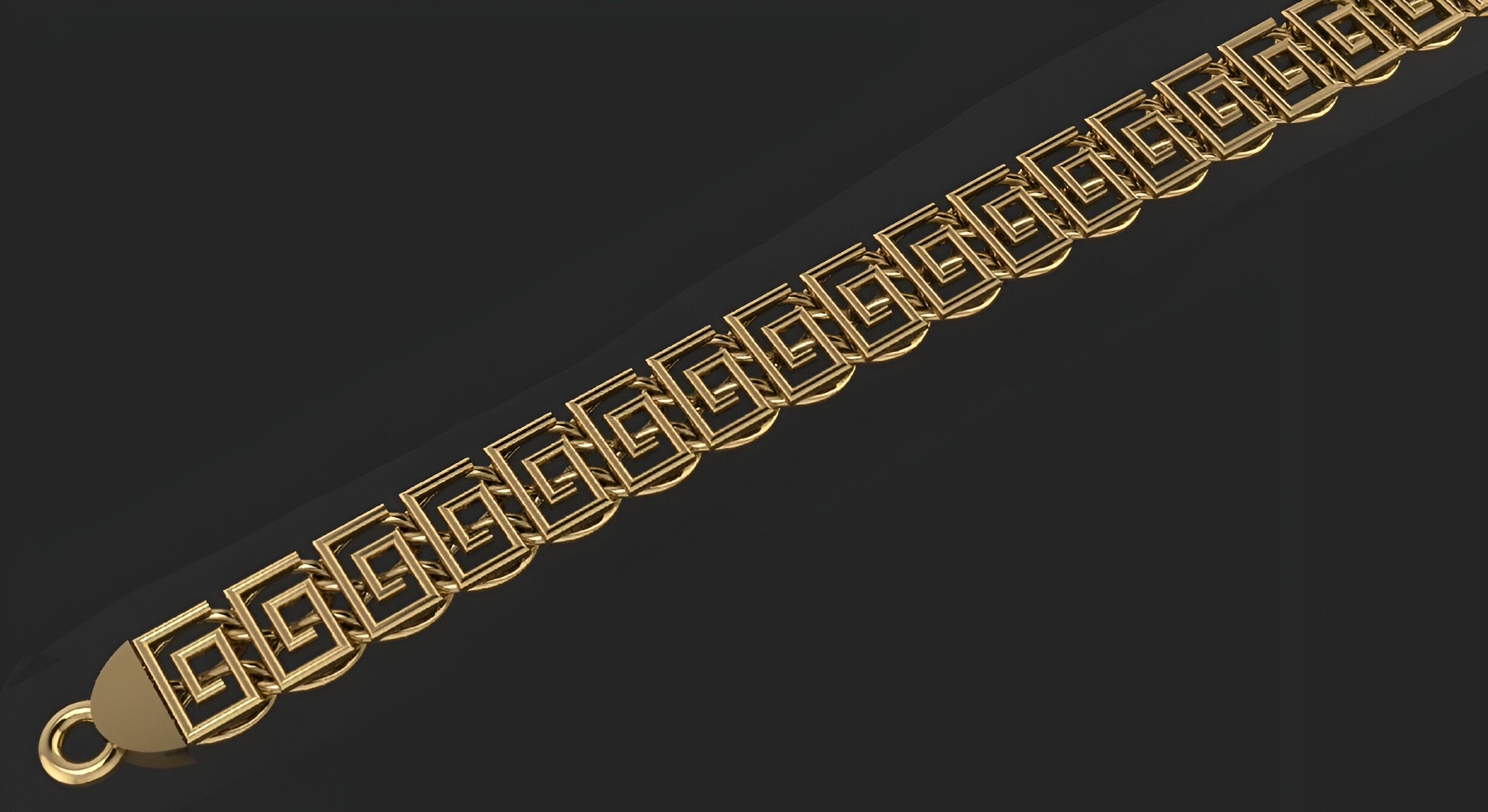 Gold Chain Bracelet 3D print model_6